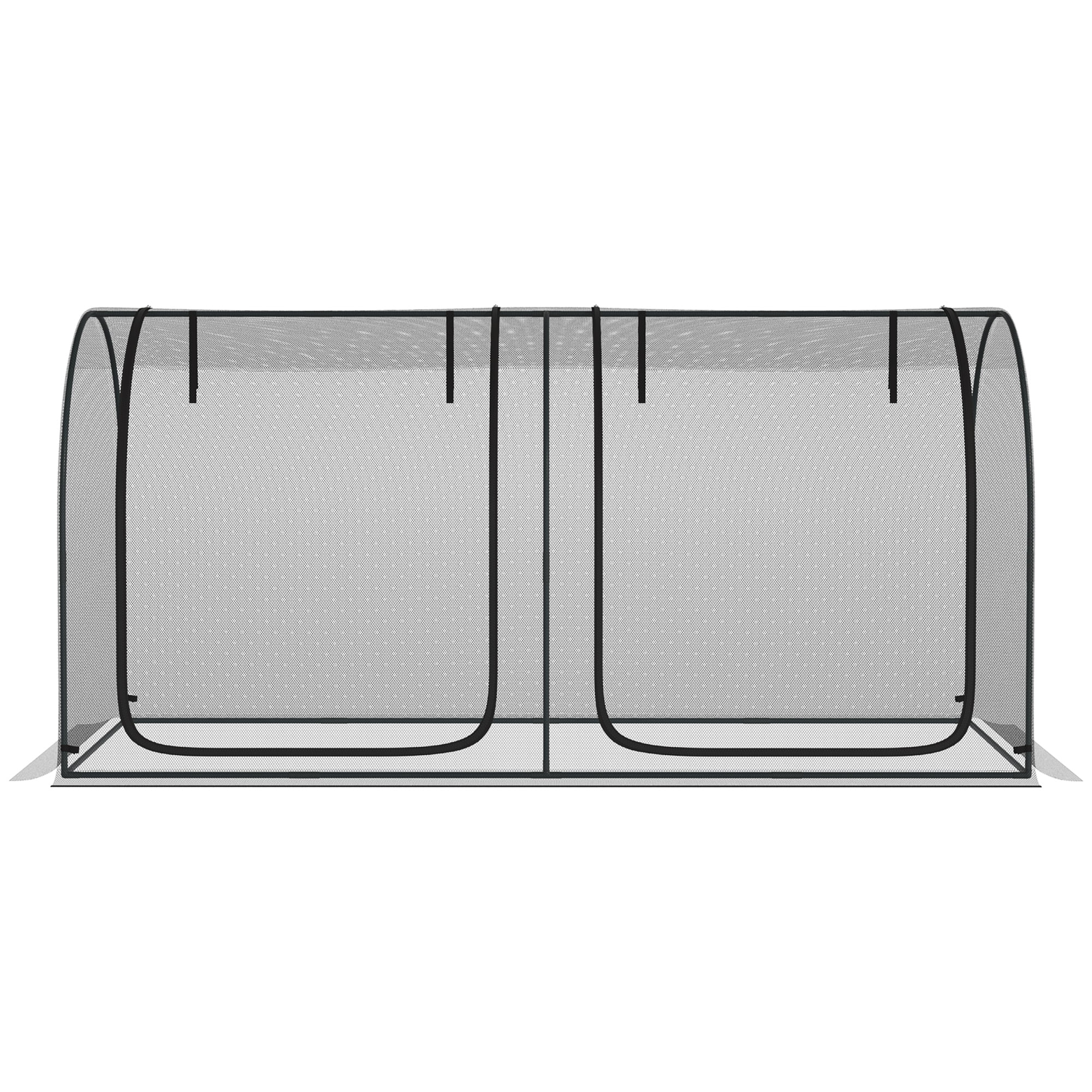 Outsunny 8 x 4ft Crop Cage with Two Zippered Doors and Storage Bag, Black