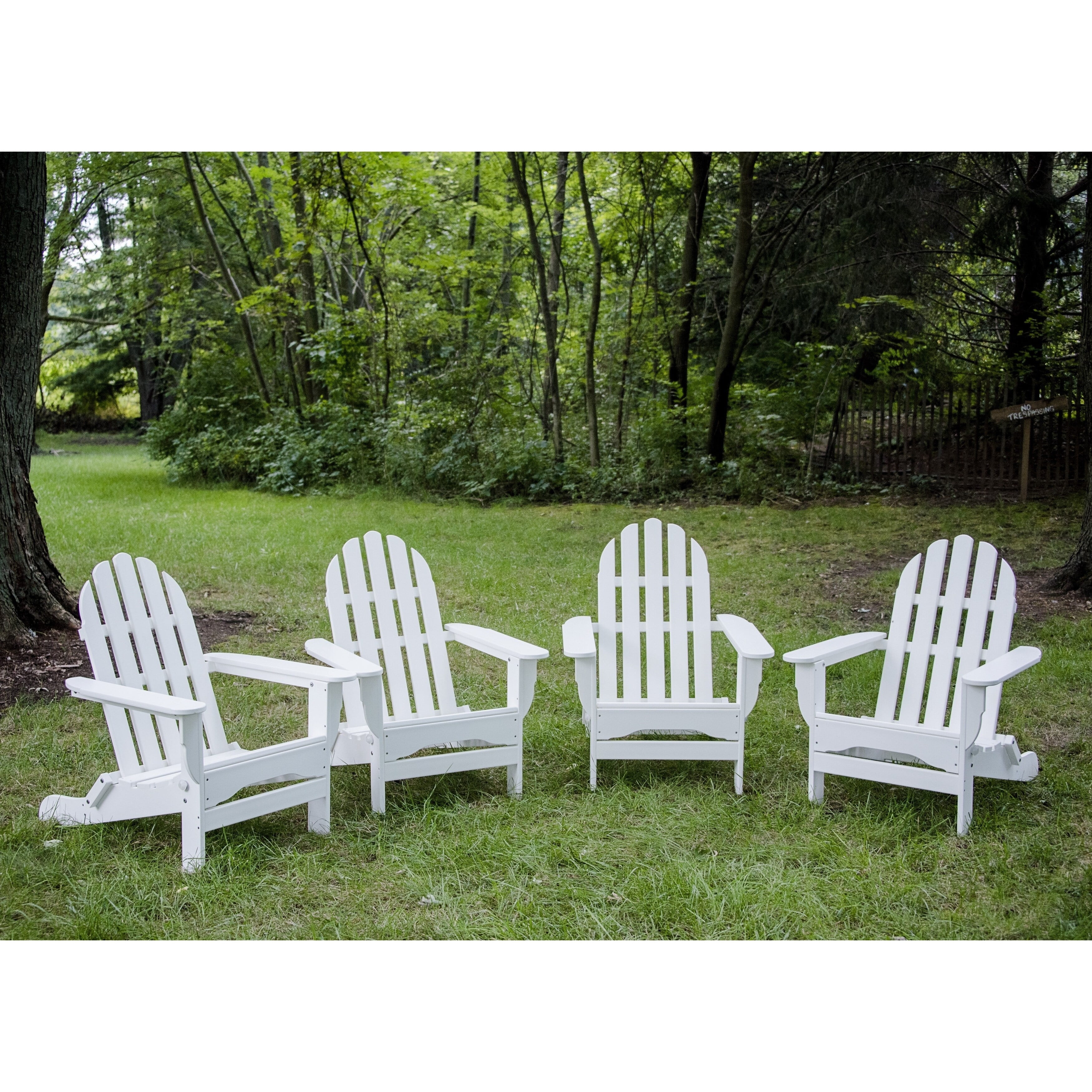 Havenside Home  Nelson 4-piece Recycled Plastic Folding Adirondack Chair Set Black