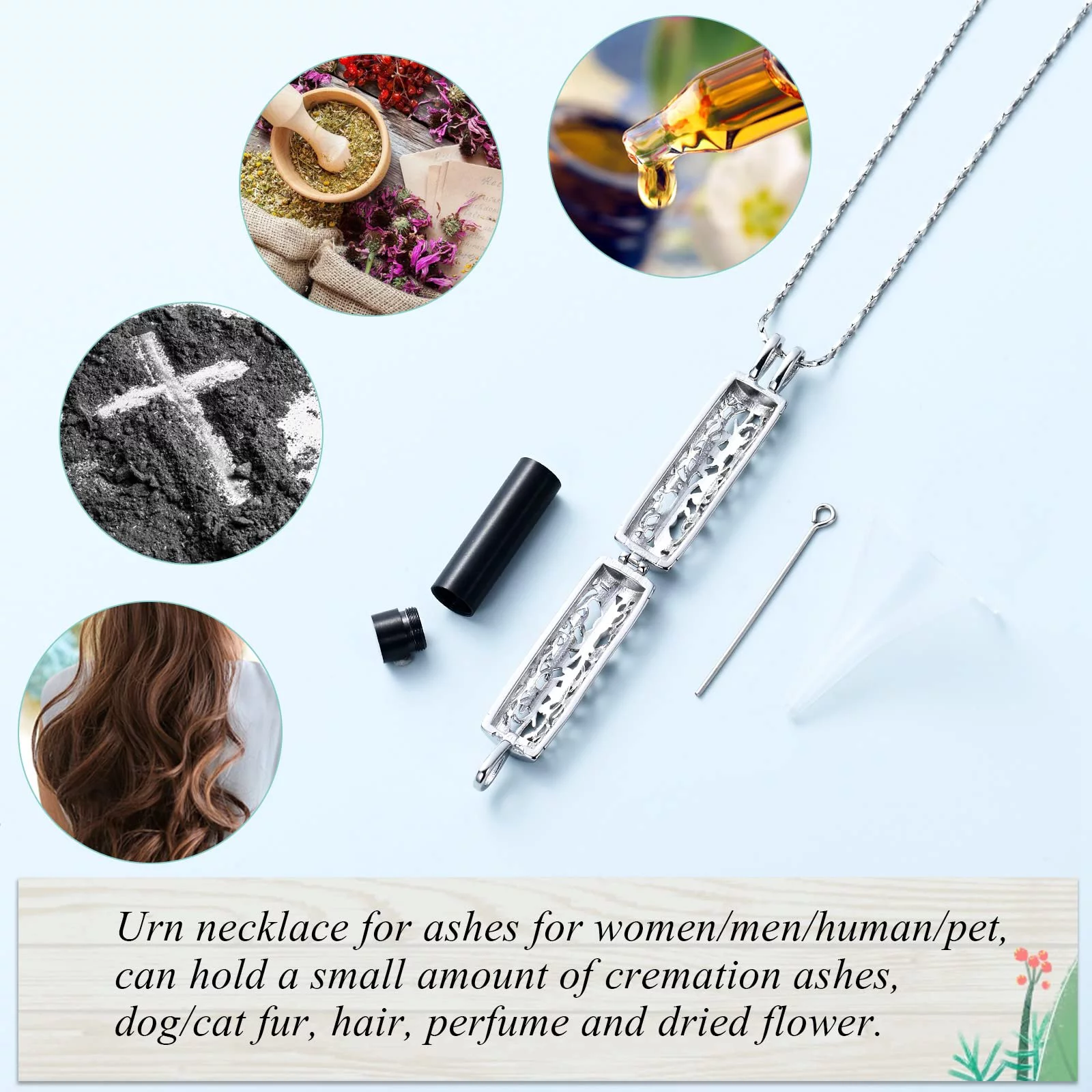 Cremation Jewelry for Ashes Tree of Life Urn Necklace Cylinder Vial Urn Necklace for Men Women Keepsake Ashes Necklace Memory Pendent Ashes Holder