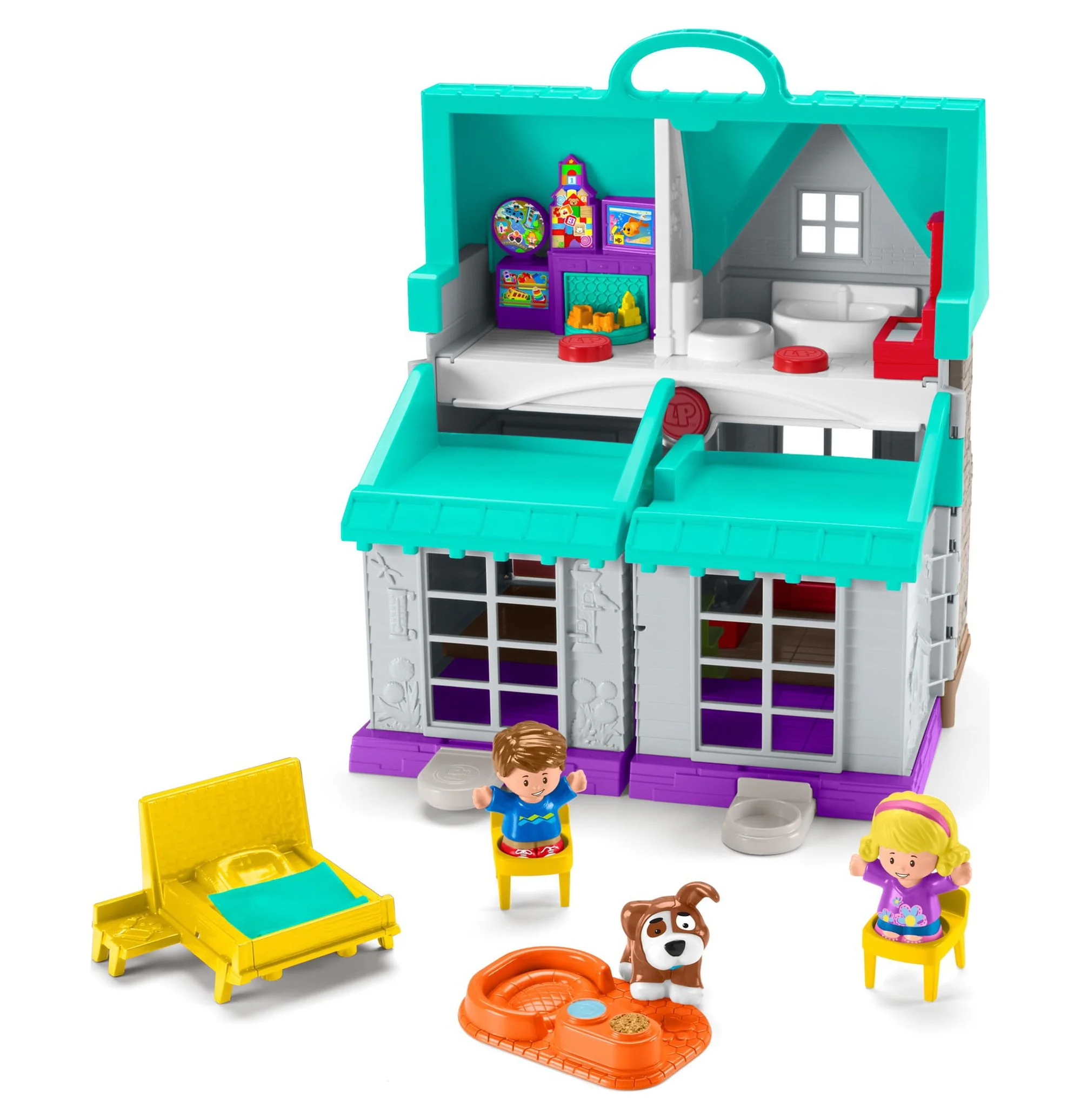 Fisher-Price Little People Toddler Playhouse, Big Helpers Home Electronic Playset, 7 Play Pieces