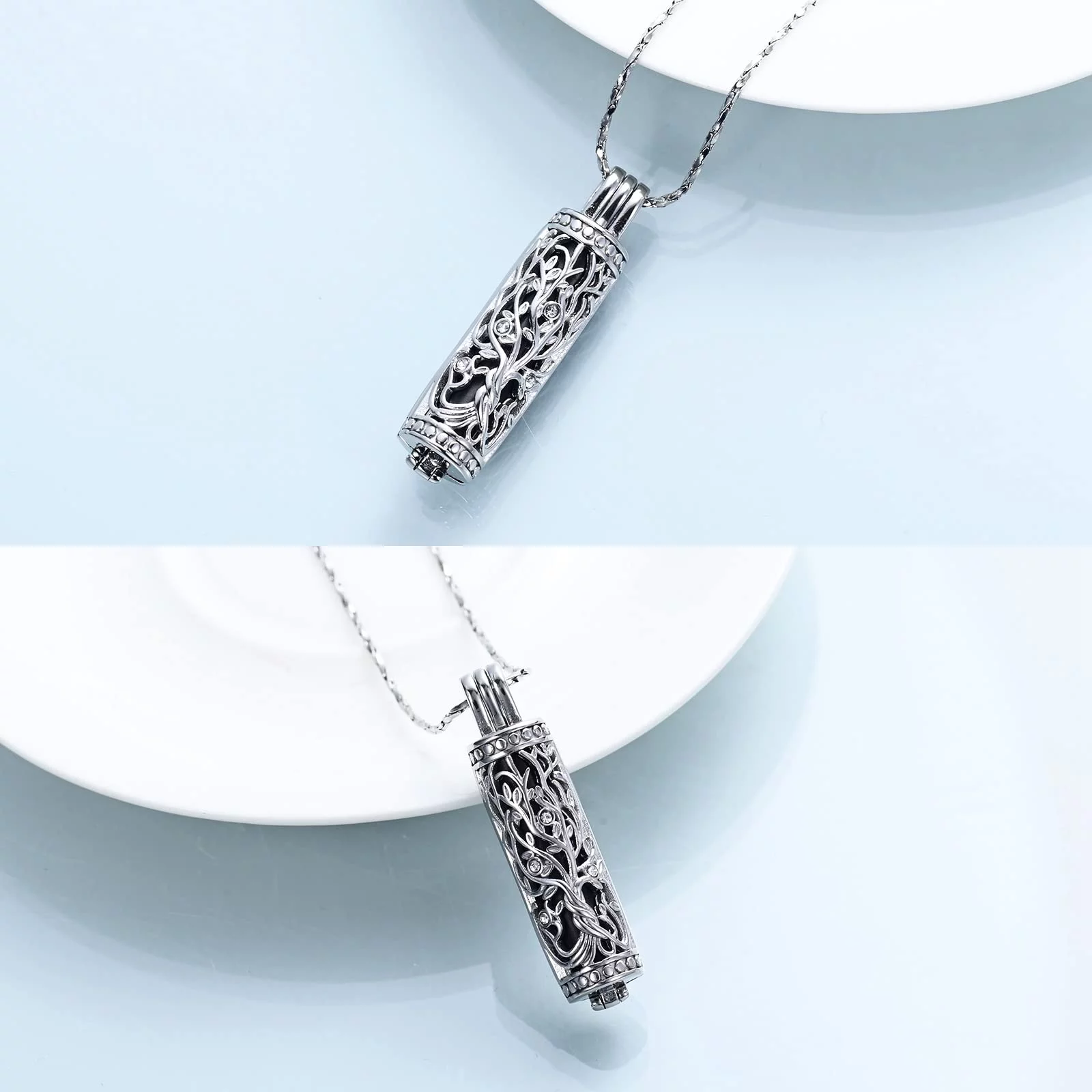 Cremation Jewelry for Ashes Tree of Life Urn Necklace Cylinder Vial Urn Necklace for Men Women Keepsake Ashes Necklace Memory Pendent Ashes Holder