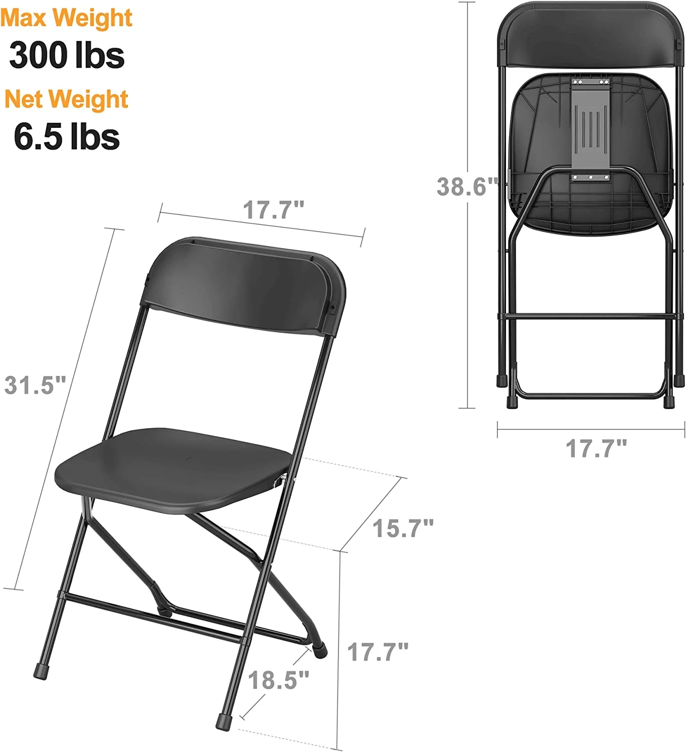 DSZBNUIO ZXCERT 10 Pack Plastic ZXCERT  300lb Capacity  Portable Commercial Chair with Steel Frame for Home Office Wedding Party Indoor Outdoor Events  Stackable  ZXCERT