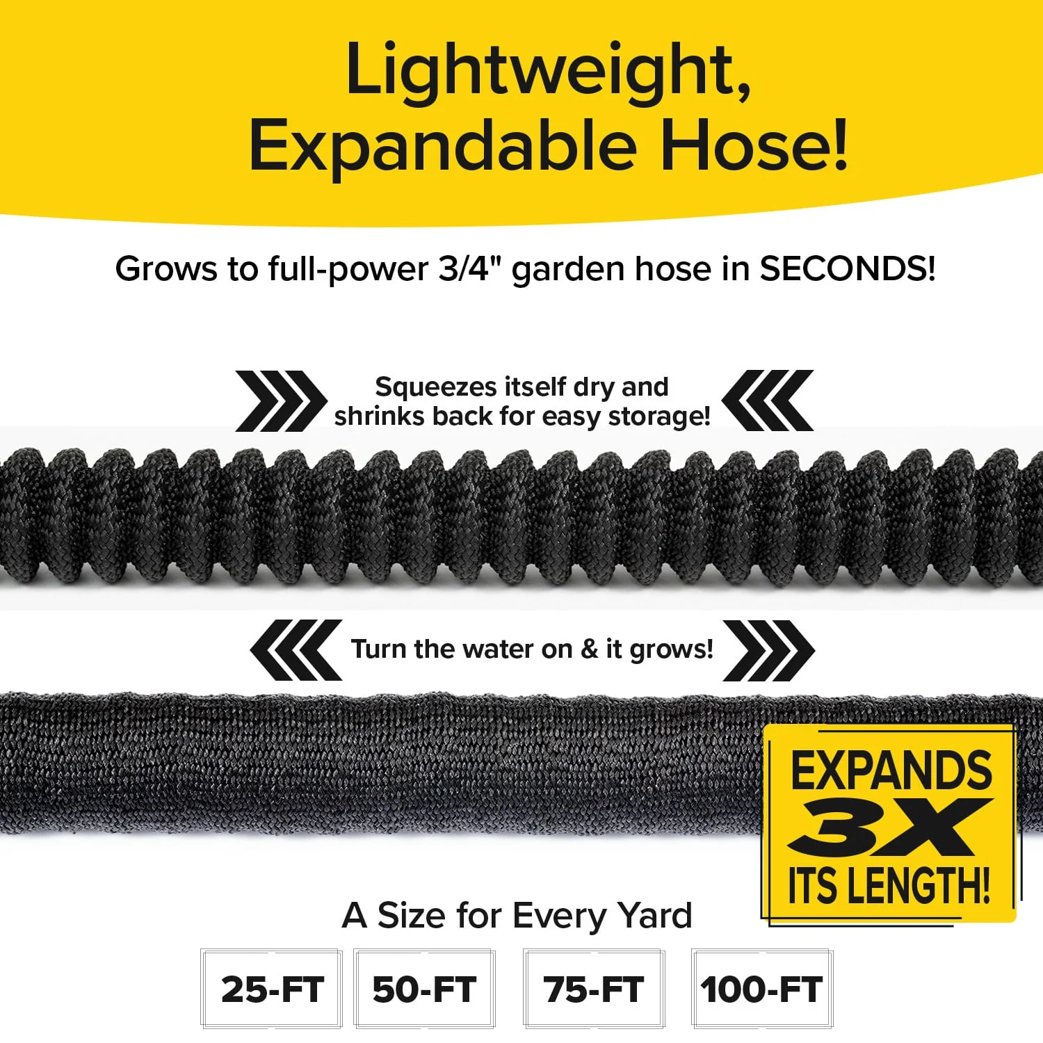 Silver Bullet 100 FT Expandable Garden Hose, Water Hose with Lead-Free Aluminum Connectors