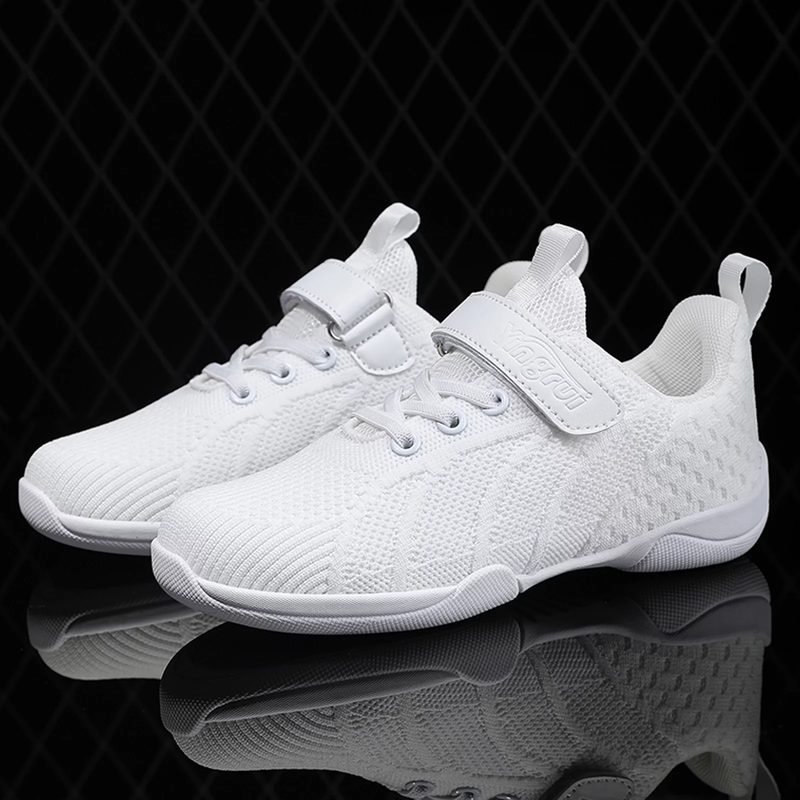 DADAWEN Girls Wihte Cheerleading Shoes Dance Fitness Training Athletic Cheer Sneakers for 13 Little Kid