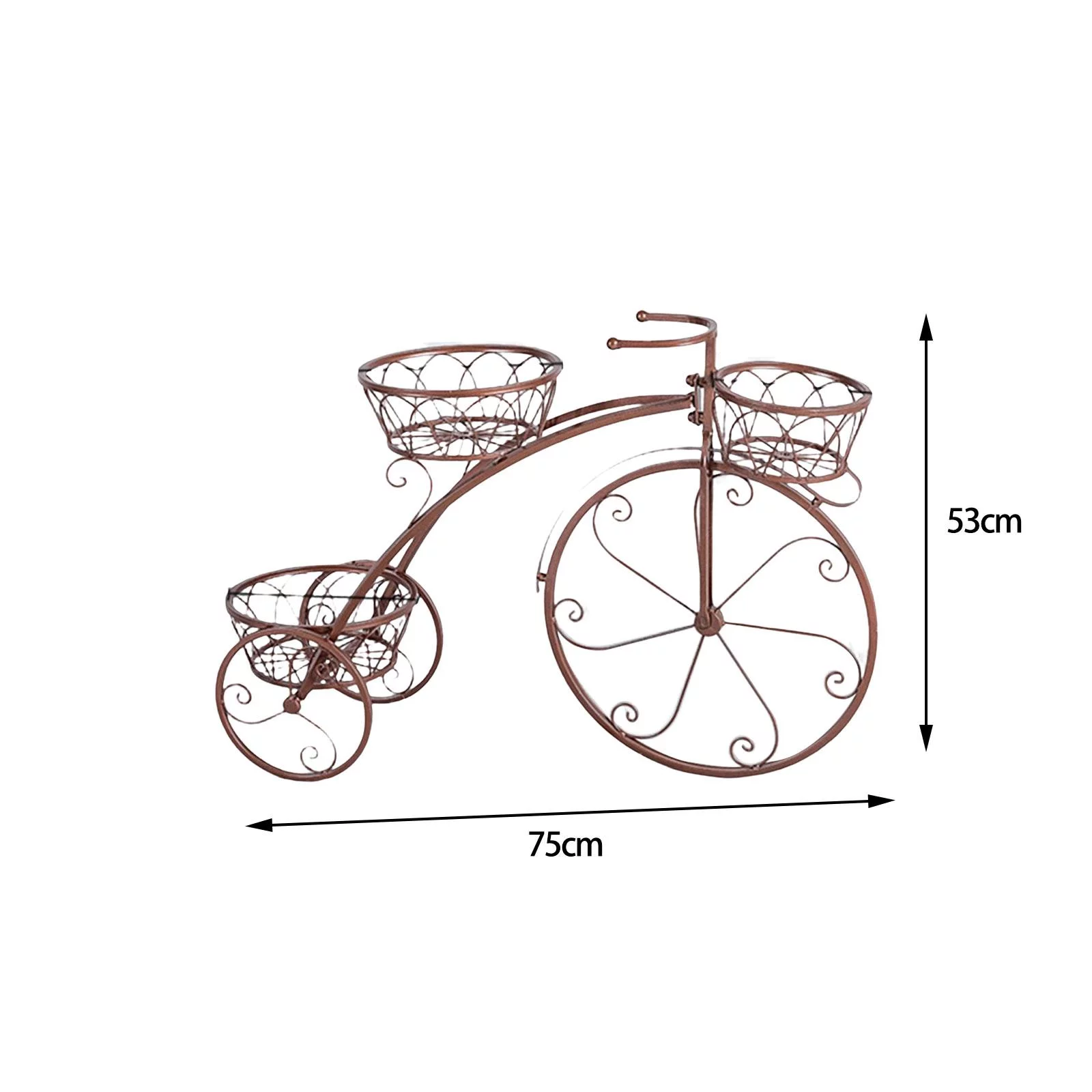 European Style Flower Rack, Cart Holder, Bookshelf Flower Pot Multipurpose Plant Stand for Patio Balcony Fence Home Decoration Copper