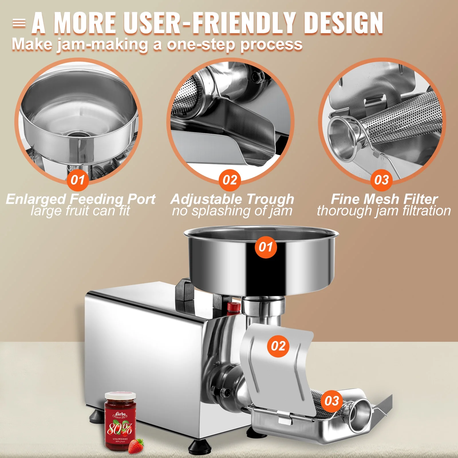 BENTISM Electric Tomato Strainer Tomato Milling Machine Stainless Steel Tomato Grinder