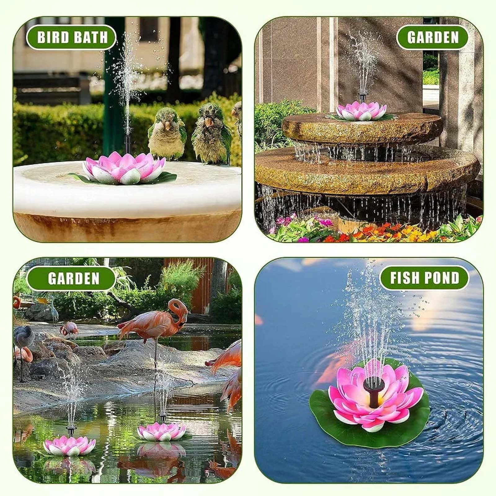 Rabbit Statue Lotuus Shaped Pond Founntain Decorative USB Floating Outdoor Water Feature Garden Pool Water Feature Flower Combination