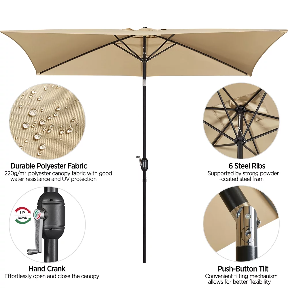 SMILE MART 6.5 x 10 FT Patio Umbrella with 18