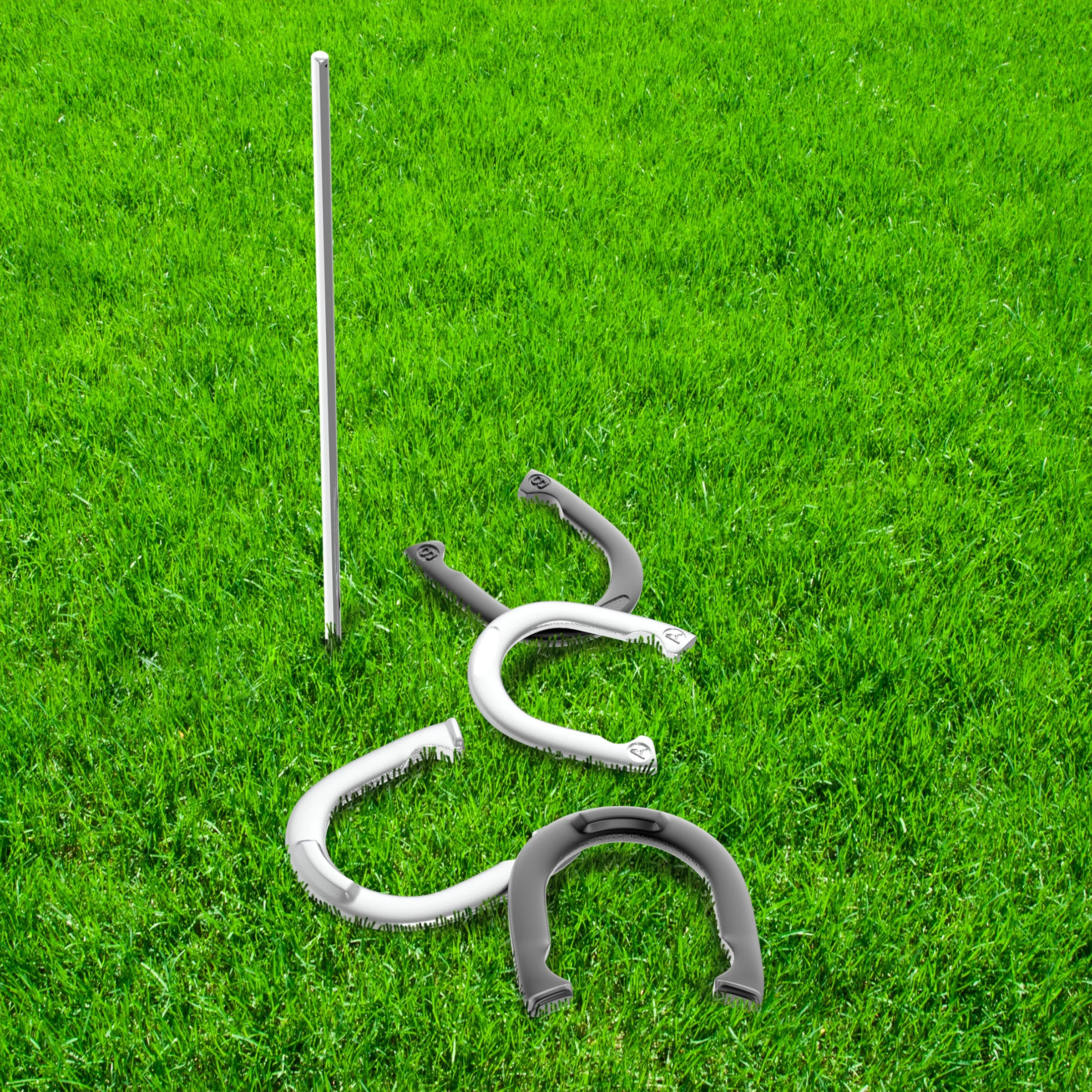 Professional Grade Horseshoe Set- Heavy Duty Set with Carrying Bag, 4 Horse Shoes and 2 Poles for Outdoor Fun for Adults and Kids by Trademark Games