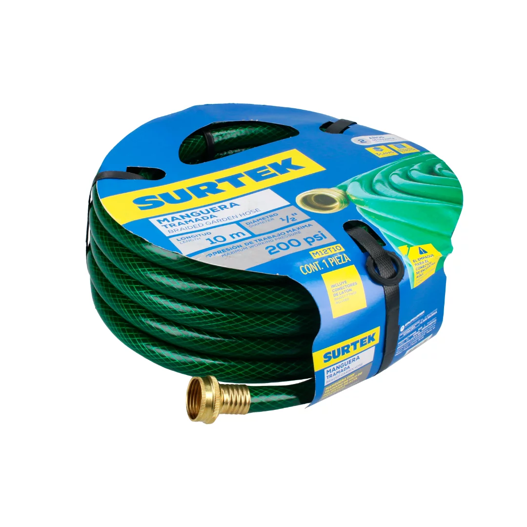 Surtek Green Woven Garden Hose, Braided Reinforced, 1/2