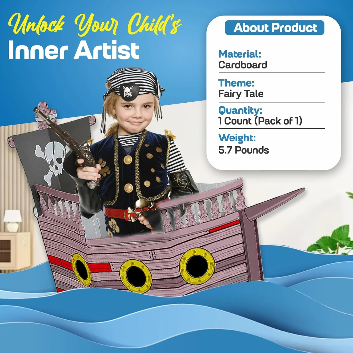 Color Your Own Pirate Ship Playhouse - Craft Kits - 1 Piece