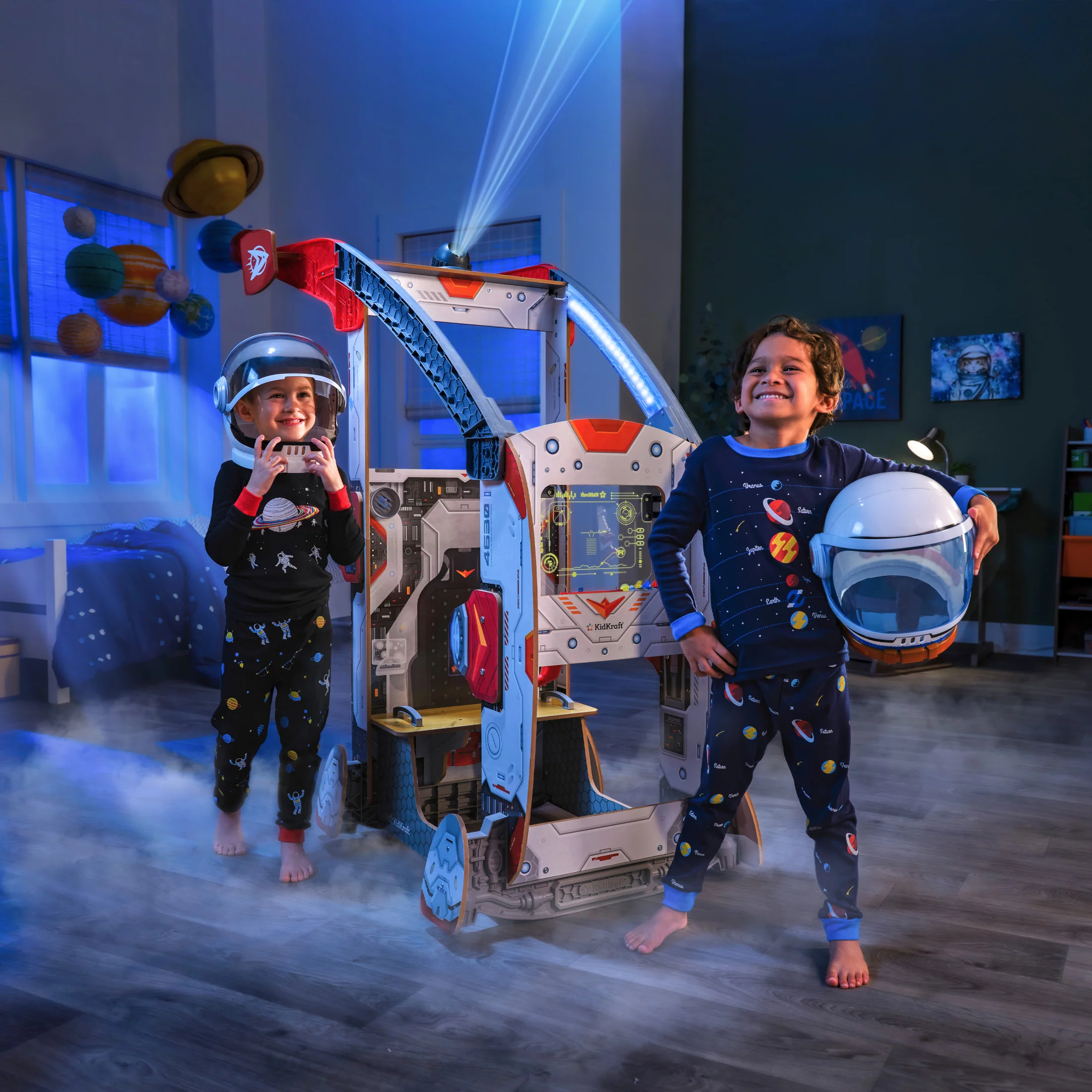 Ultimate Spaceship Wooden Pretend Play Set, Lights, Sounds & Space Projector – Ages 4+