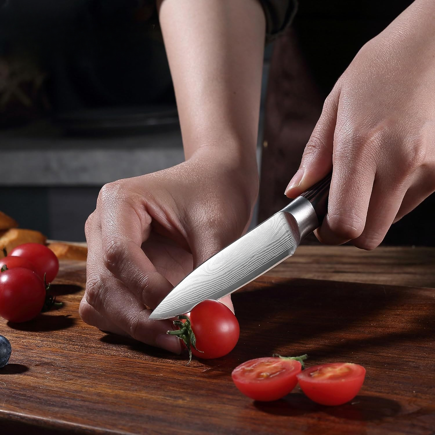 SHIYUAN Paring Knife 3.5 Inch, Small Kitchen Knife, High Carbon Stainless Steel Fruit Knife, Ultra Sharp Knife for Cutting and Peeling, Ergonomic Pakkawood Handle