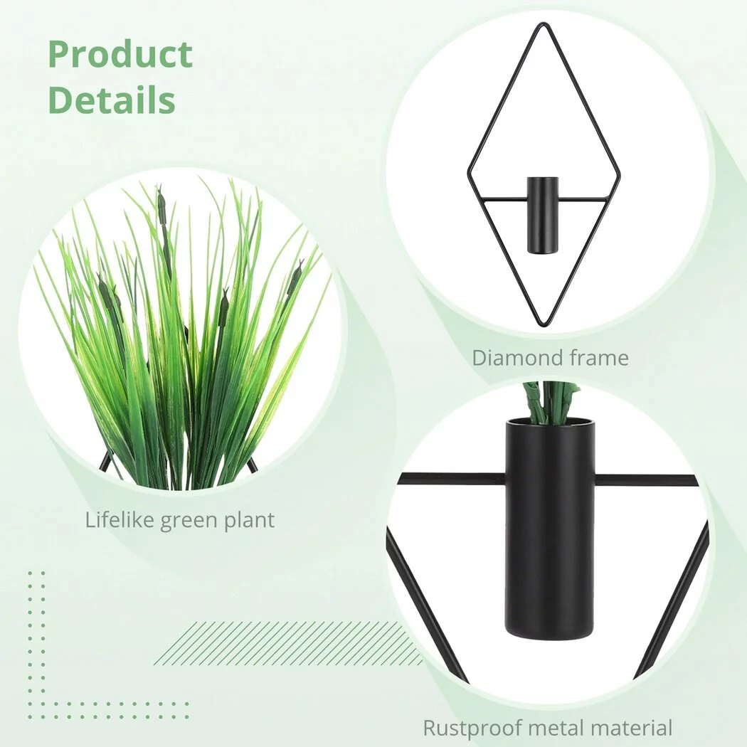 2 PCS Hanging Planters with Artificial Aquatic Plants, Diamond Shaped Hanging Planters, Metal Hanging Plant Holders, Modern Geometric Wall Decor for Home Living Room Office