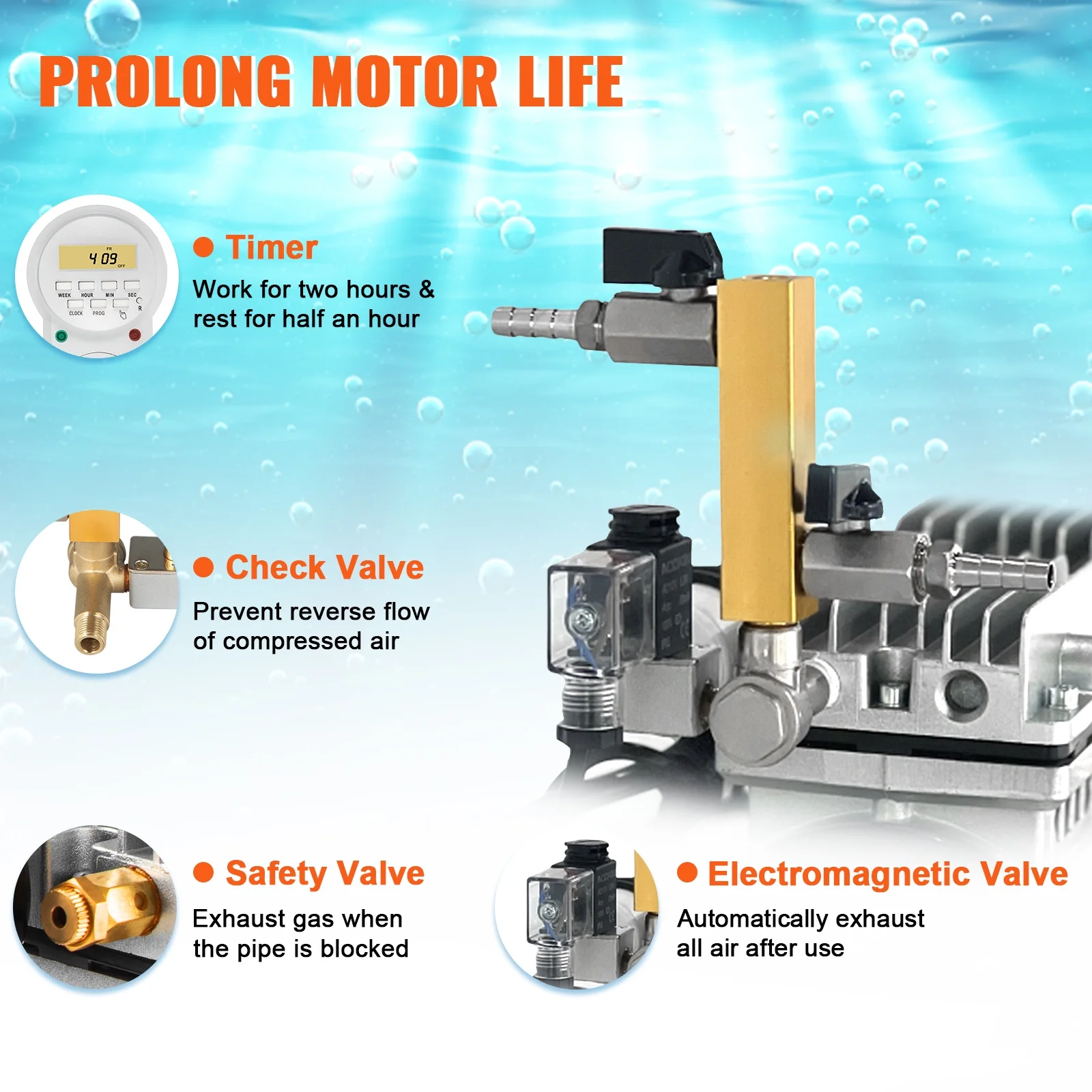 SKYSHALO Pond Aerator Lake 3/4 HP w/ 2x100' Tubes 2x10