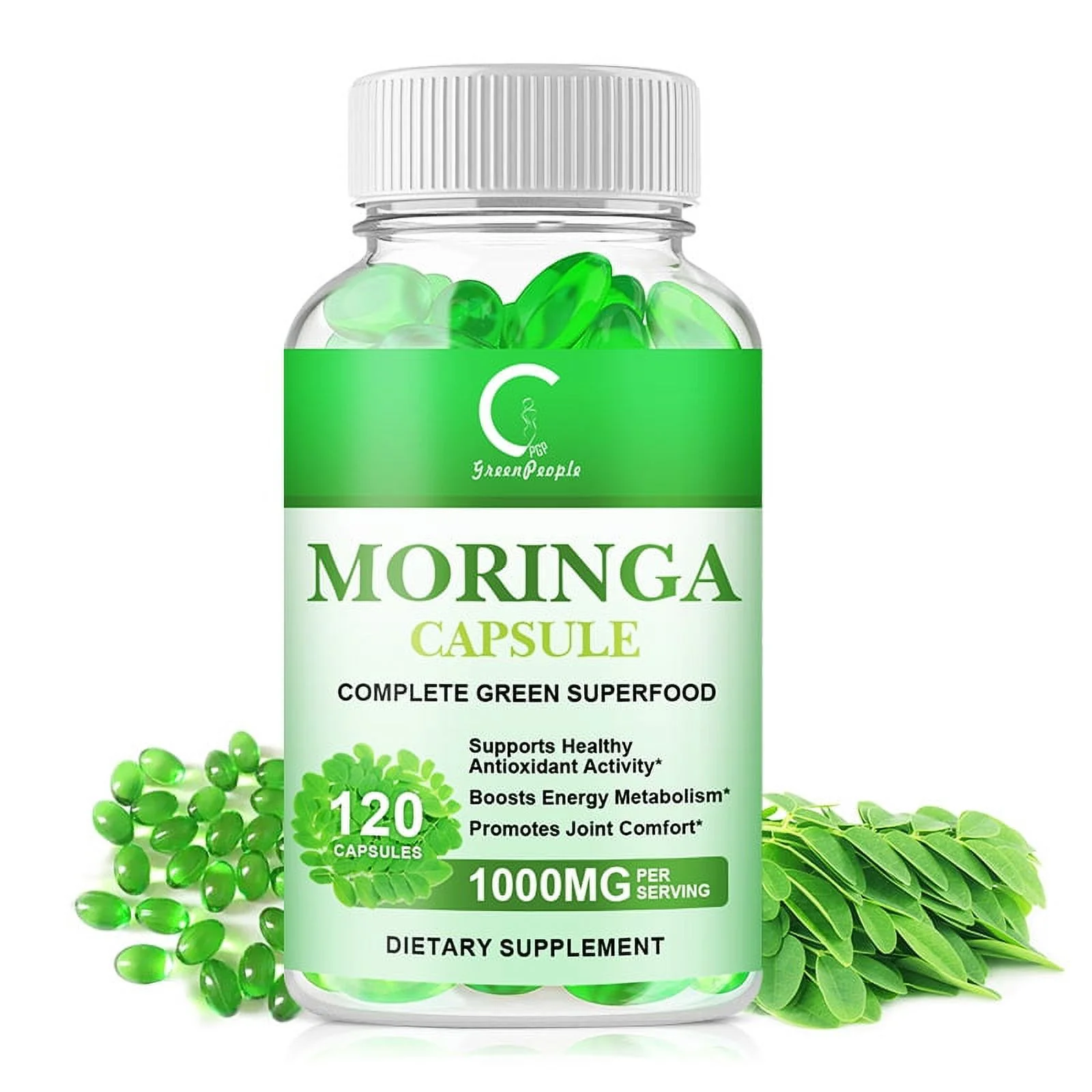 Moringa Capsules 1000MG | Boosts Energy Metabolism & Heart Support | 120 Capsules