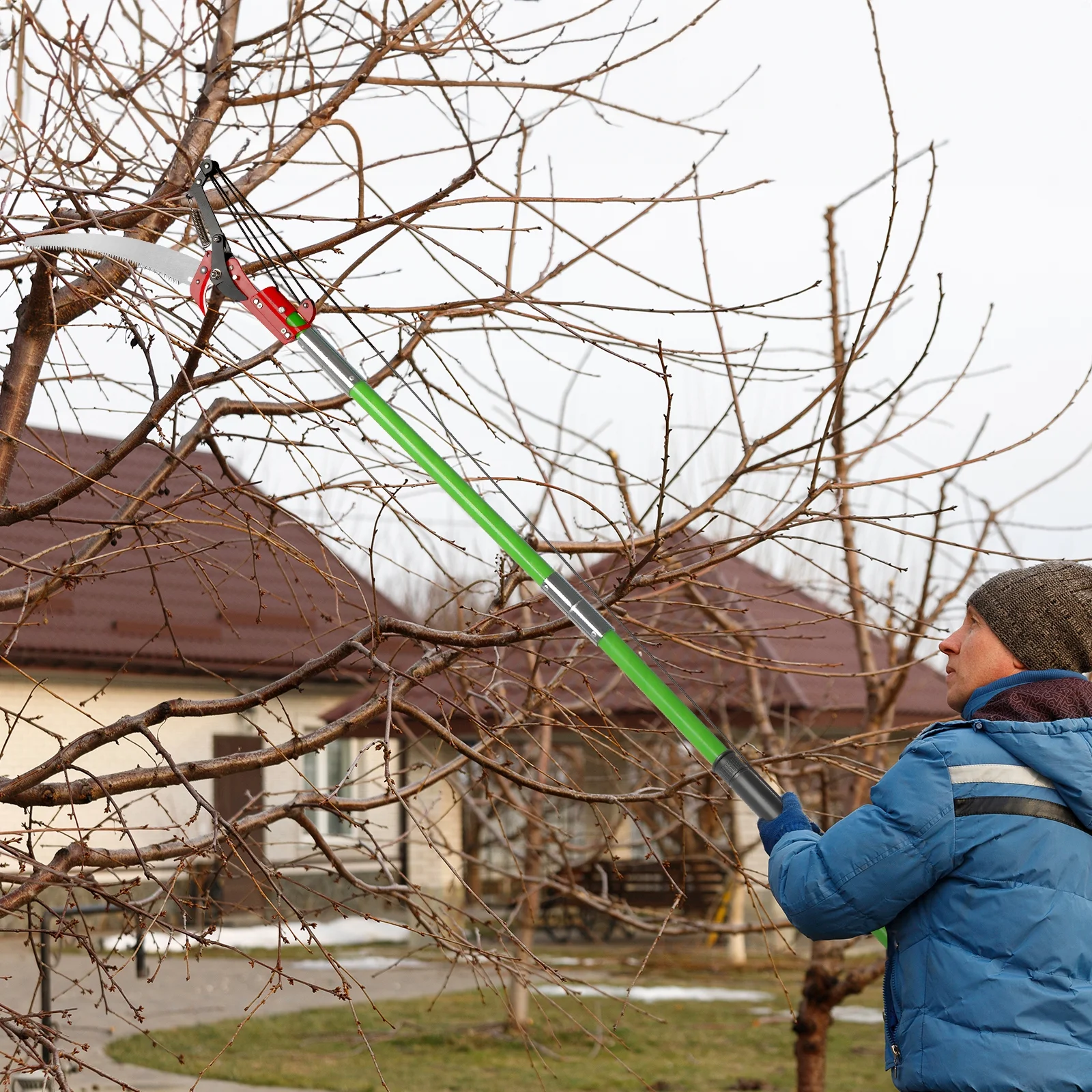 Tree Pole Pruning Saw for Tree Pruning,Kepeak 26ft Manual Pole Saw,Tree Pole Branch Pruning Gardening Tool Retractable