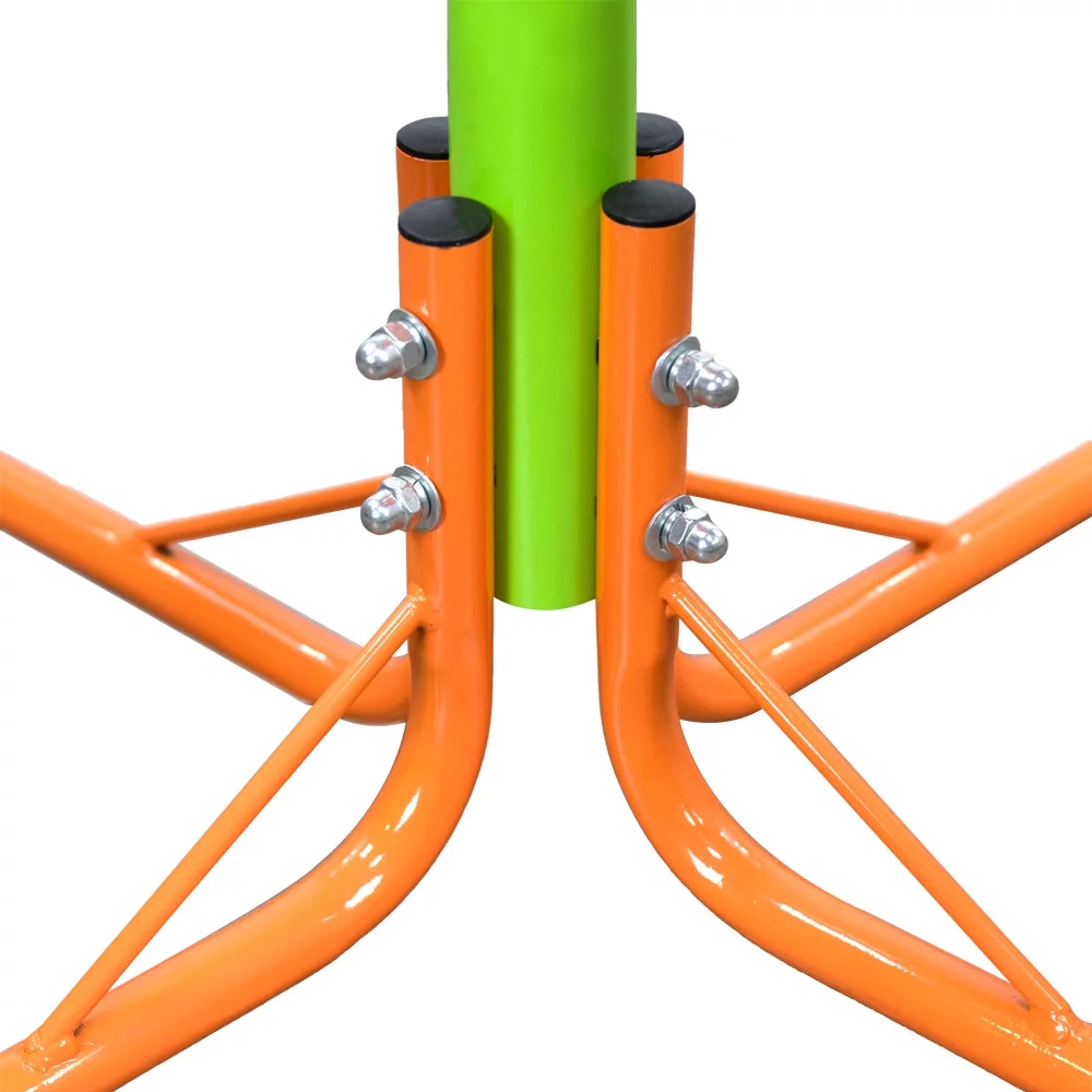 GIKPAL Kids Seesaw, Four Seats Teeter Totter, 360 Degree Rotating Sturdy Plastic Seat Outdoor Playground Equipment, Blue and Green, for Kids Age 3+