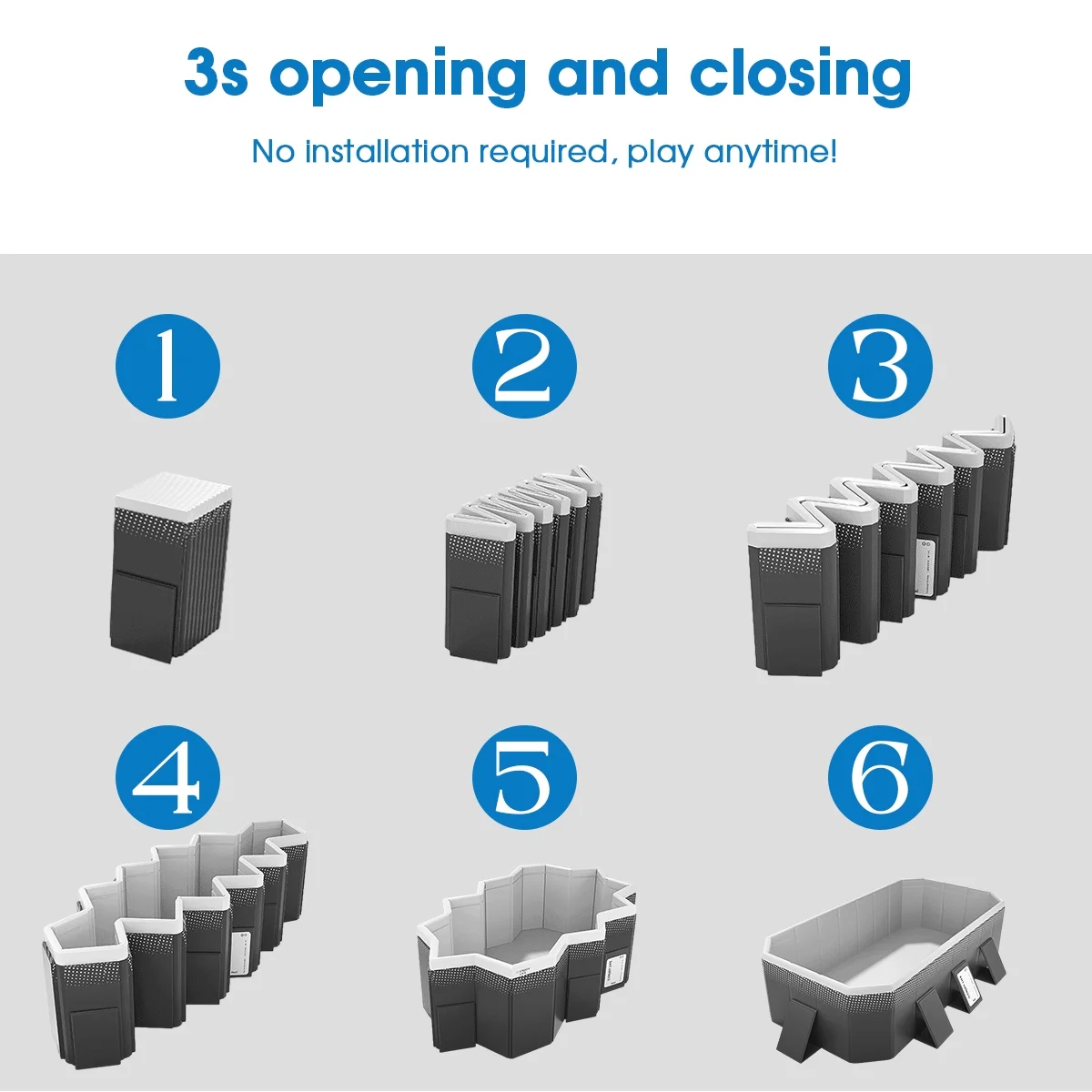 SLLINGLUO Foldable Swimming Pool for Kids & Adults, Above Ground Pools Family Kiddie Pool, Gray, 116in