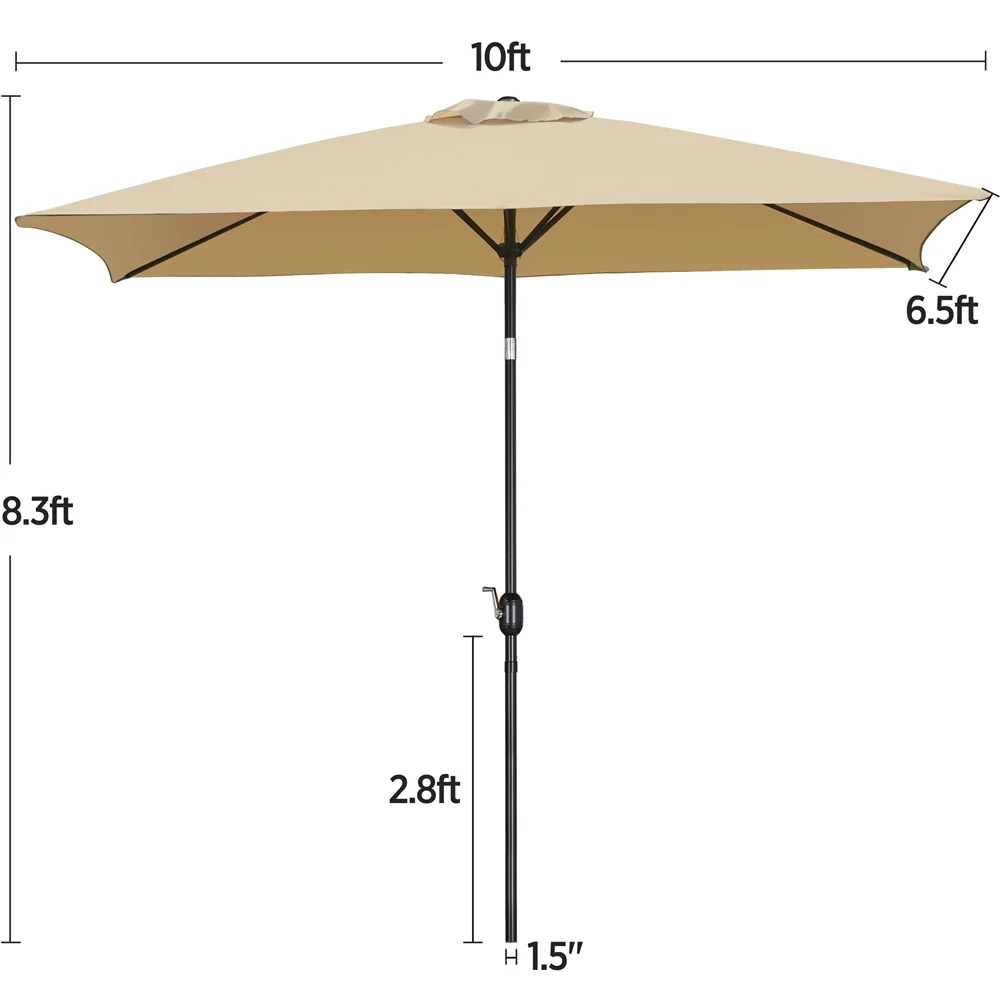 SMILE MART 6.5 x 10 FT Patio Umbrella with 18