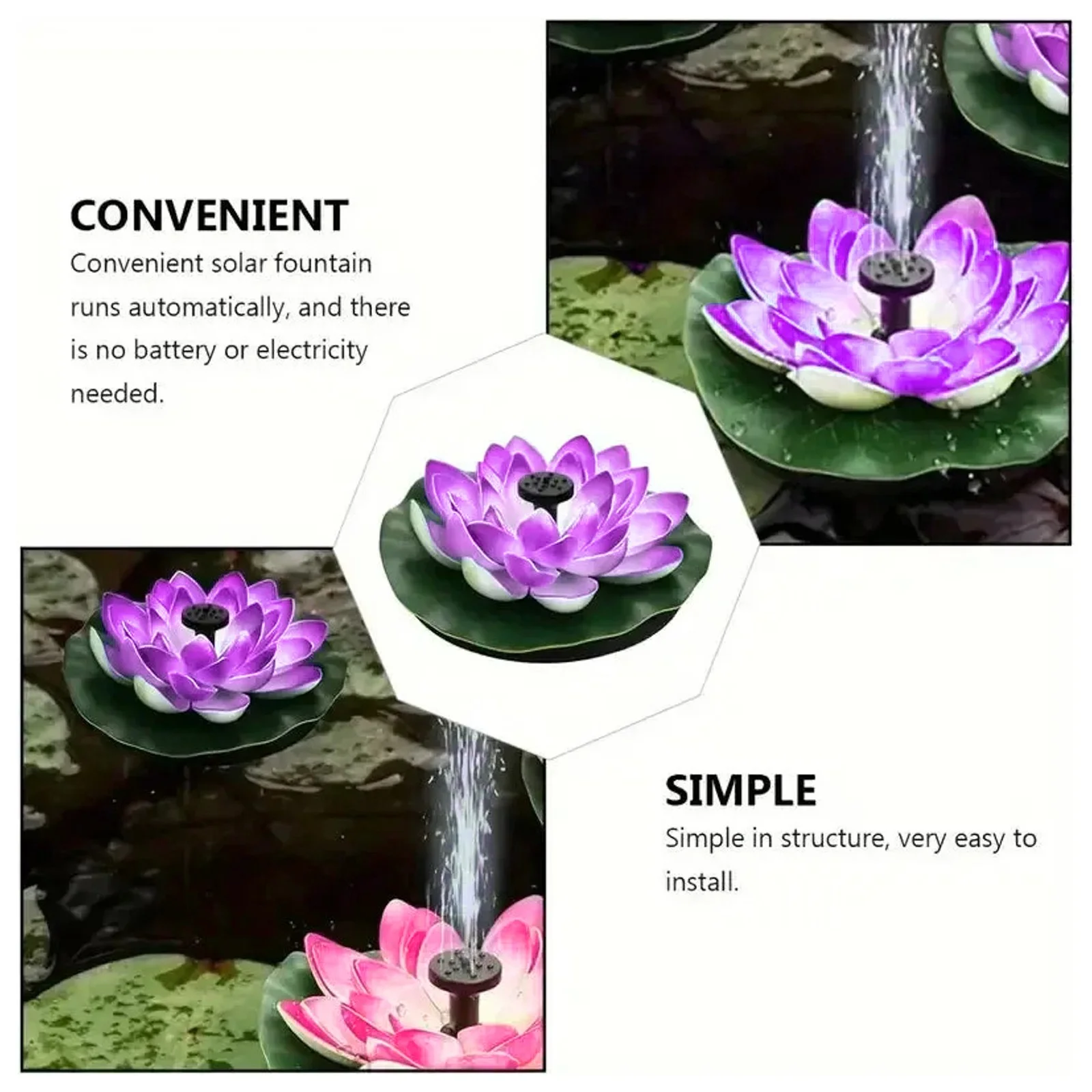 Rabbit Statue Lotuus Shaped Pond Founntain Decorative USB Floating Outdoor Water Feature Garden Pool Water Feature Flower Combination