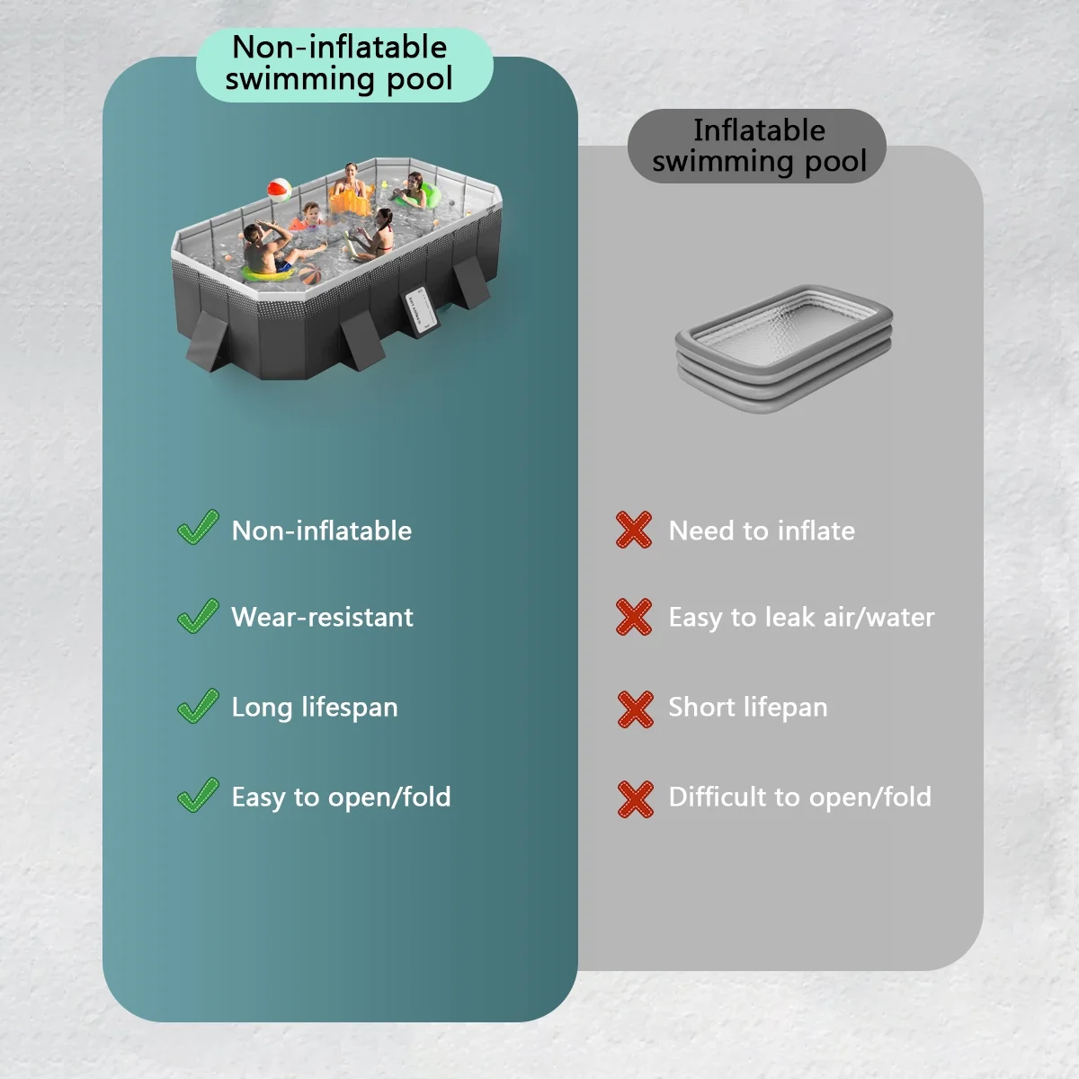 SLLINGLUO Foldable Swimming Pool for Kids & Adults, Above Ground Pools Family Kiddie Pool, Gray, 116in