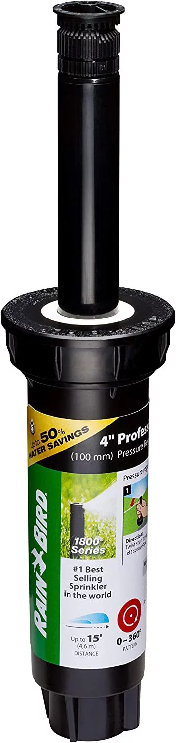 Rain Bird 1804HV15PR Pressure Regulating Professional PRS pop-up Sprinkler, Black
