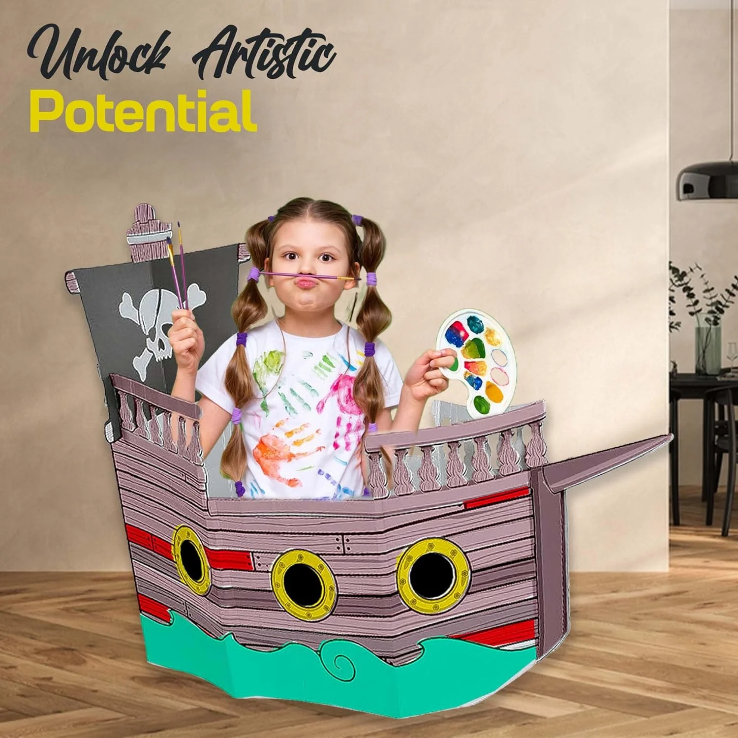 Color Your Own Pirate Ship Playhouse - Craft Kits - 1 Piece