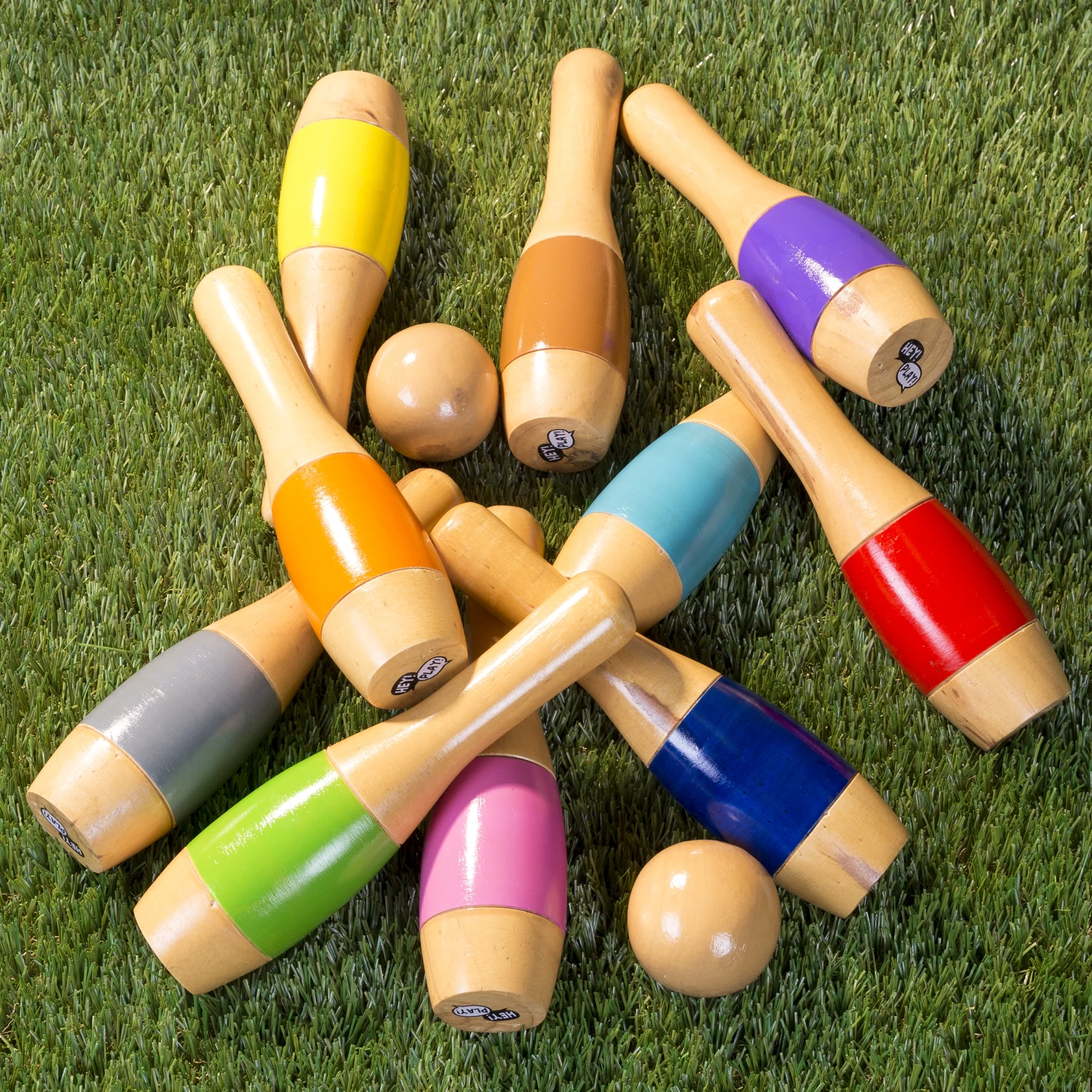 Lawn Bowling Game/Skittle Ball- Indoor and Outdoor Set by Hey! Play! (9.5 Inch)