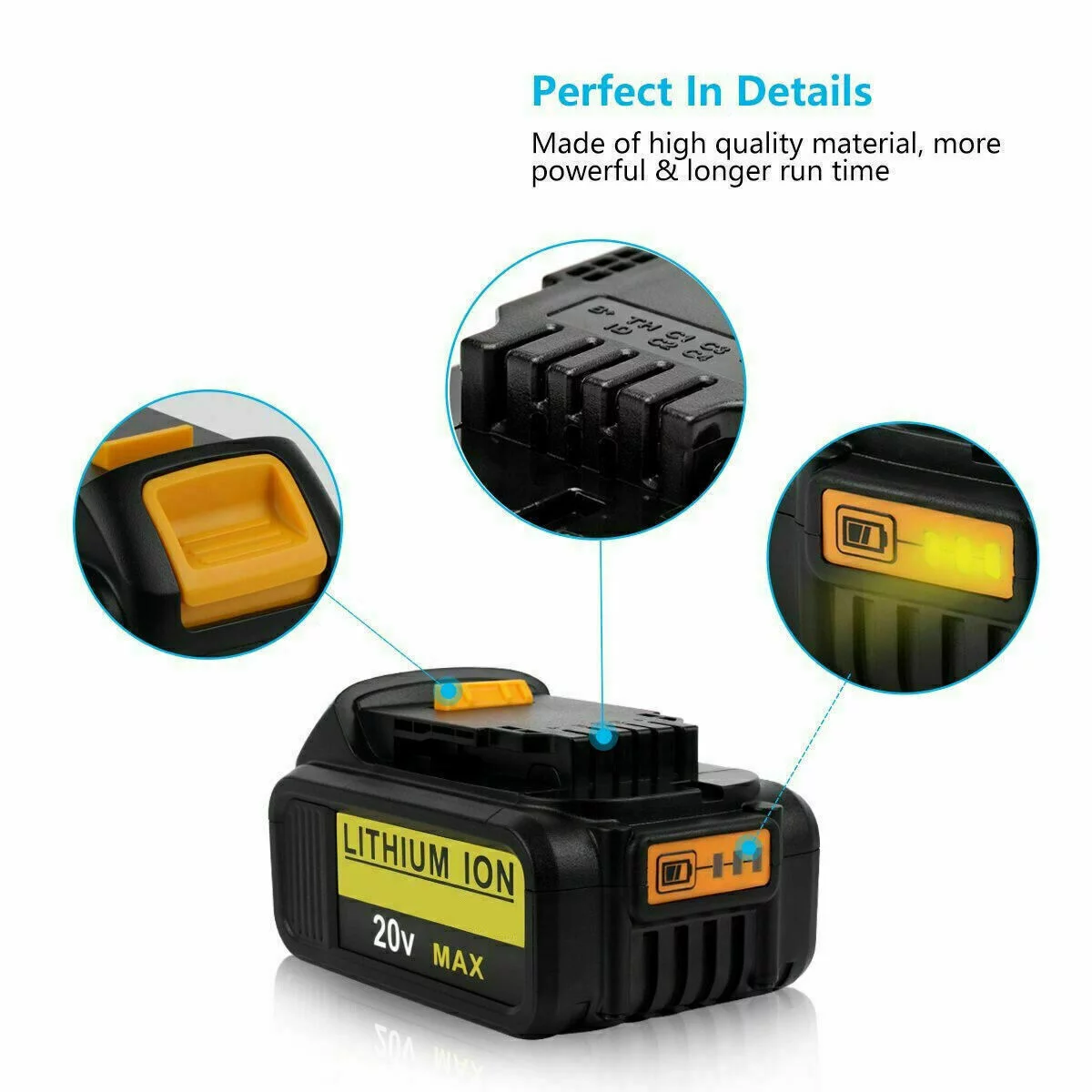 2 Pack For DeWalt 20V 20 Volt Max XR 8.0AH Lithium Ion Battery DCB206-2 DCB205-2