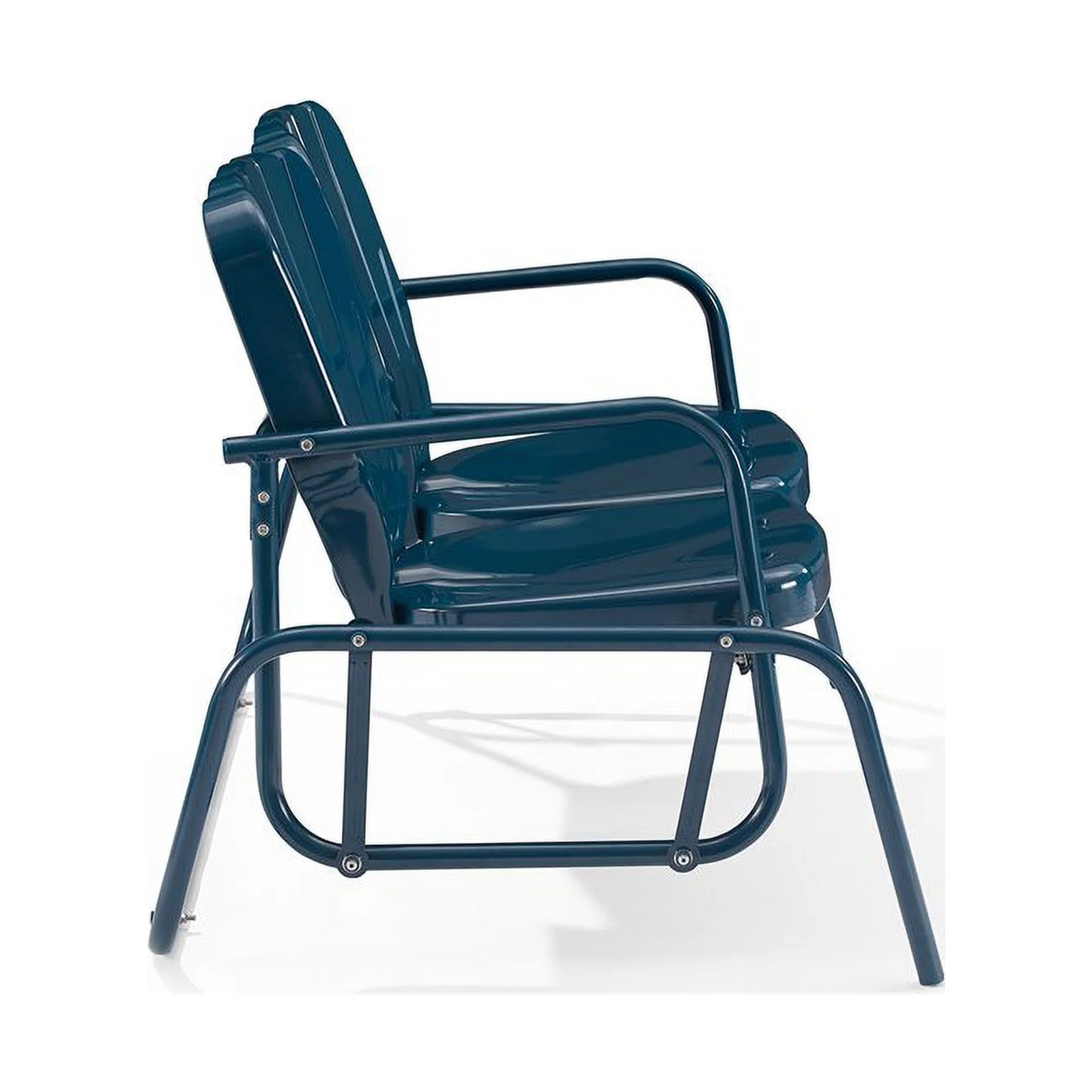 Afuera Living Modern Metal Outdoor Loveseat Glider in Navy Gloss