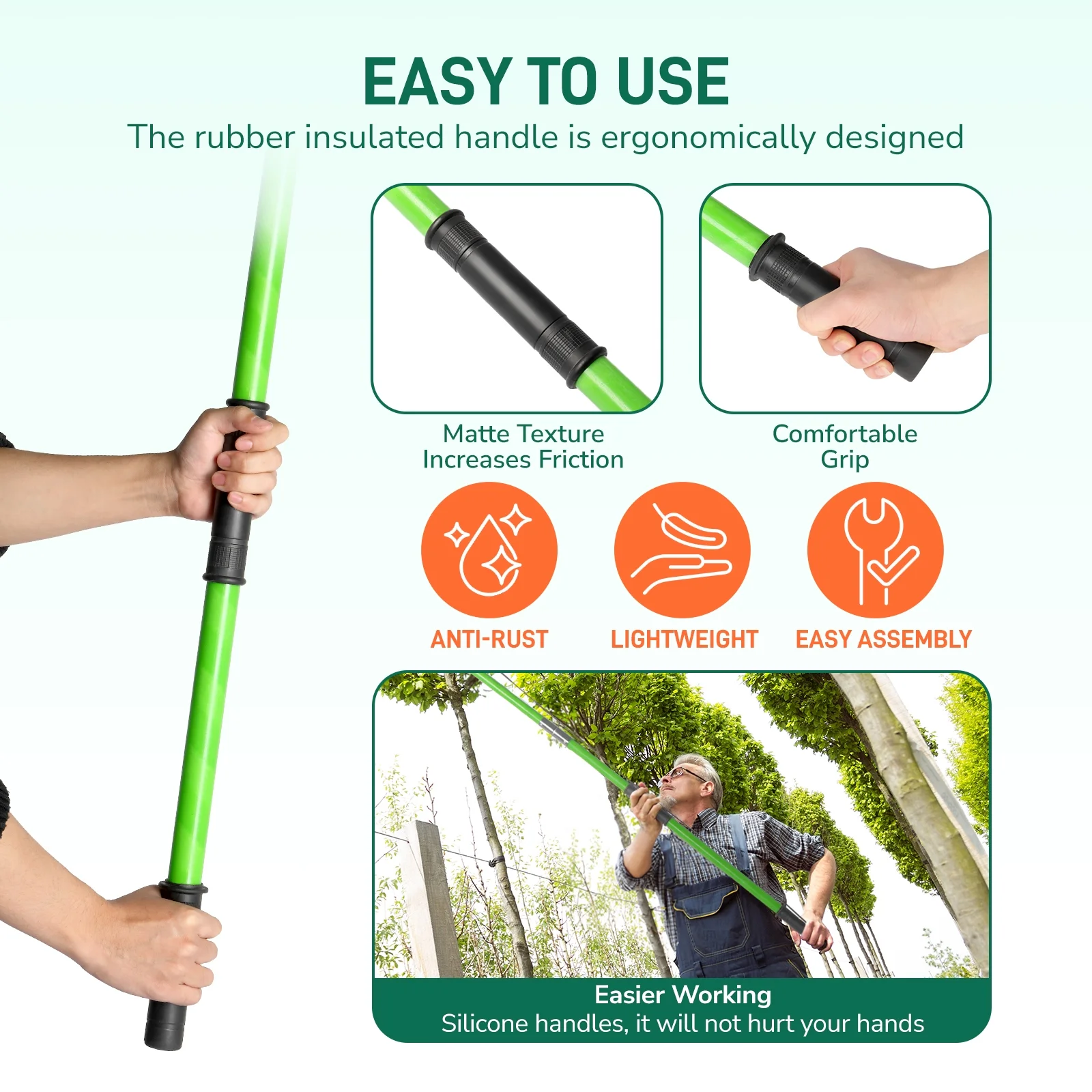Tree Pole Pruning Saw for Tree Pruning,Kepeak 26ft Manual Pole Saw,Tree Pole Branch Pruning Gardening Tool Retractable