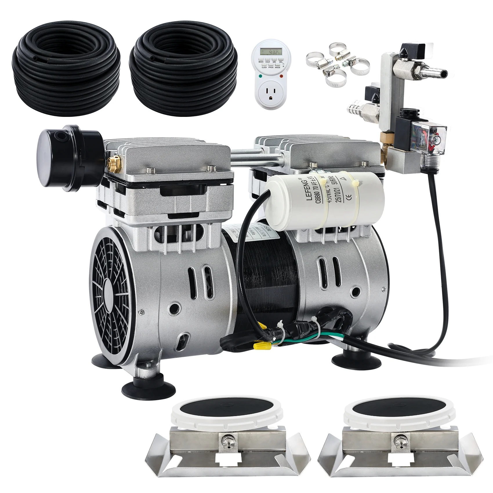 TCFUNDY 750W Pond Aerator, 1HP Lake Aeration System with 2 Diffusers, Efficient Air Pump Compressor for Water Oxygen Circulation, 4.6CFM for up to 3 Acre, 33ft Depth