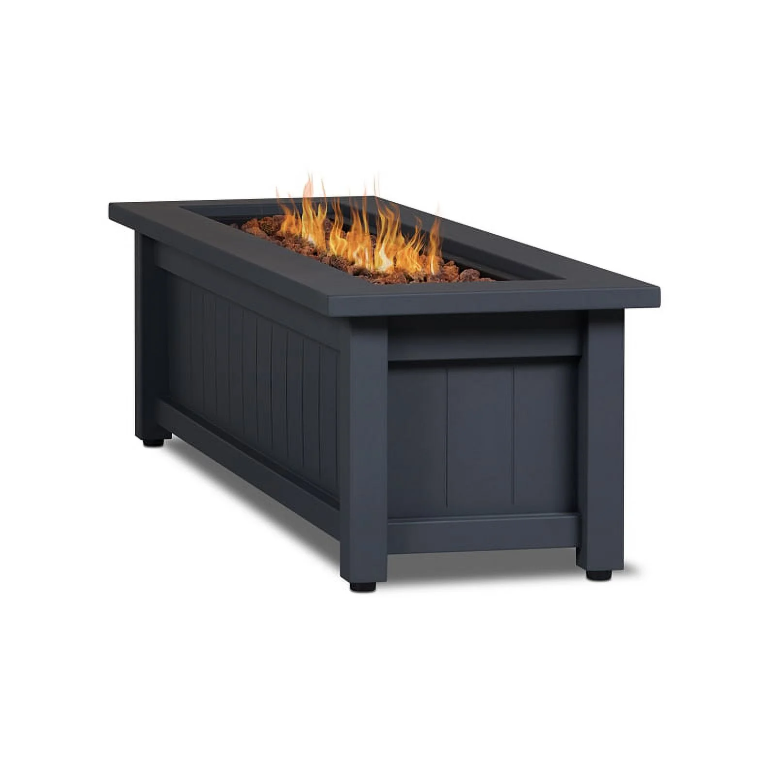 Afuera Living Modern Rectangle Metal Propane Fire Table in Gray