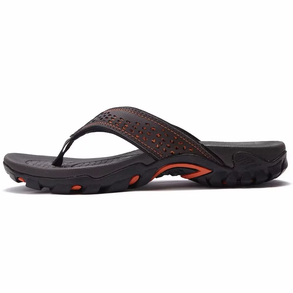 HOBIBEAR Mens Thong Sandals Arch Support Indoor and Outdoor Beach Flip Flop