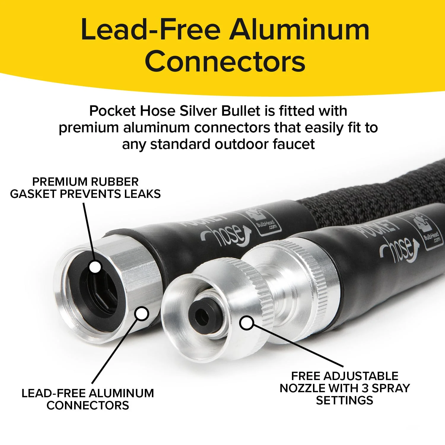 Silver Bullet 100 FT Expandable Garden Hose, Water Hose with Lead-Free Aluminum Connectors