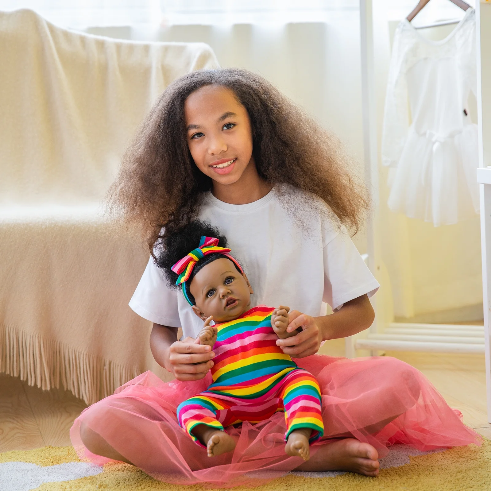 Takanini Newborn Baby Dolls African American Silicone Limbs Realistic Baby Doll with Soft Body Birthday Gift