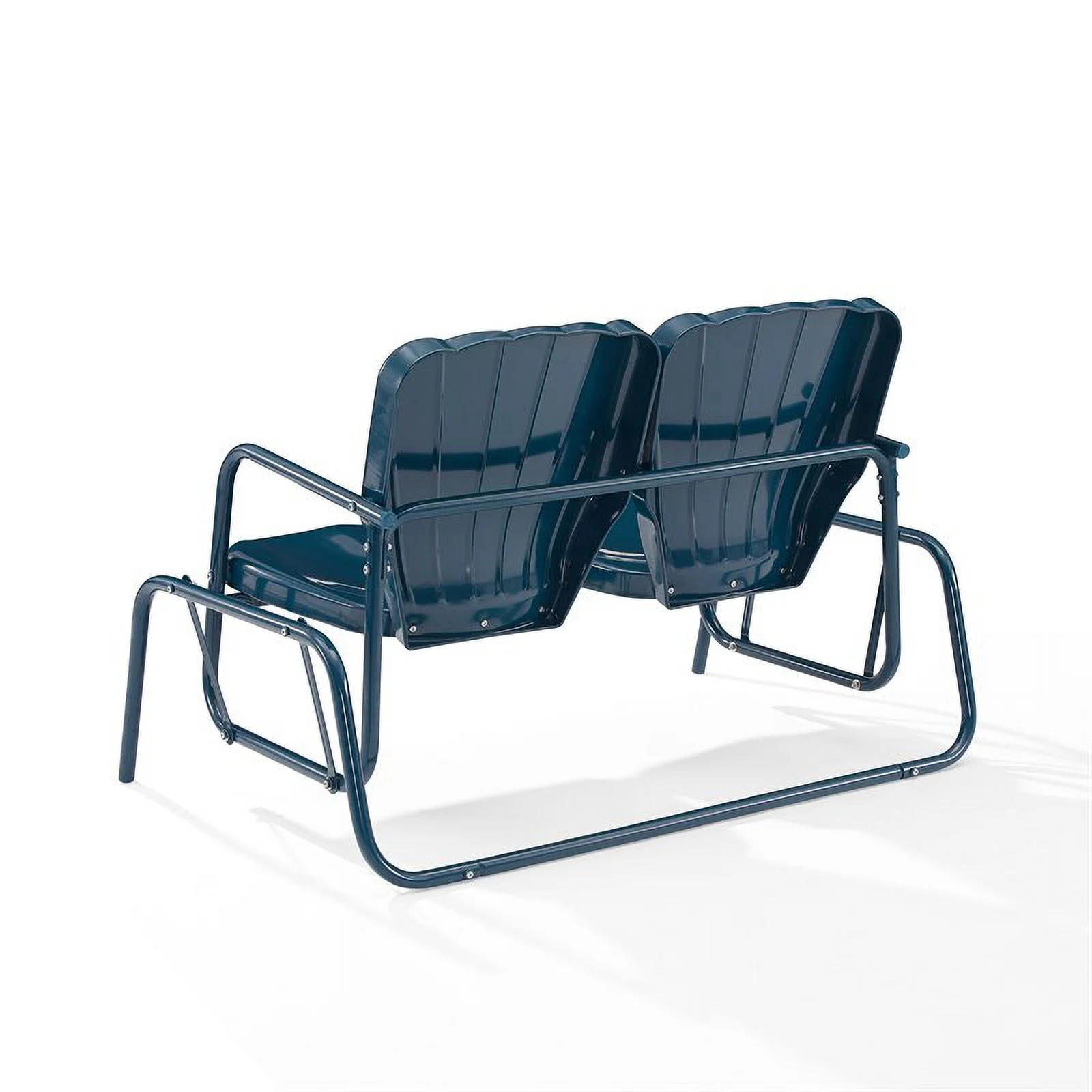 Afuera Living Modern Metal Outdoor Loveseat Glider in Navy Gloss