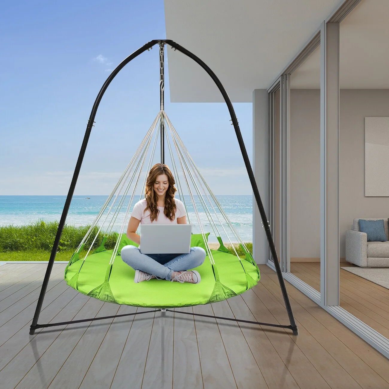 Tripod Hanging Chair Stand Frame for Hanging Chairs, Swings, Saucers, Loungers, Cocoon Chairs, Great for Indoor/Outdoor Use