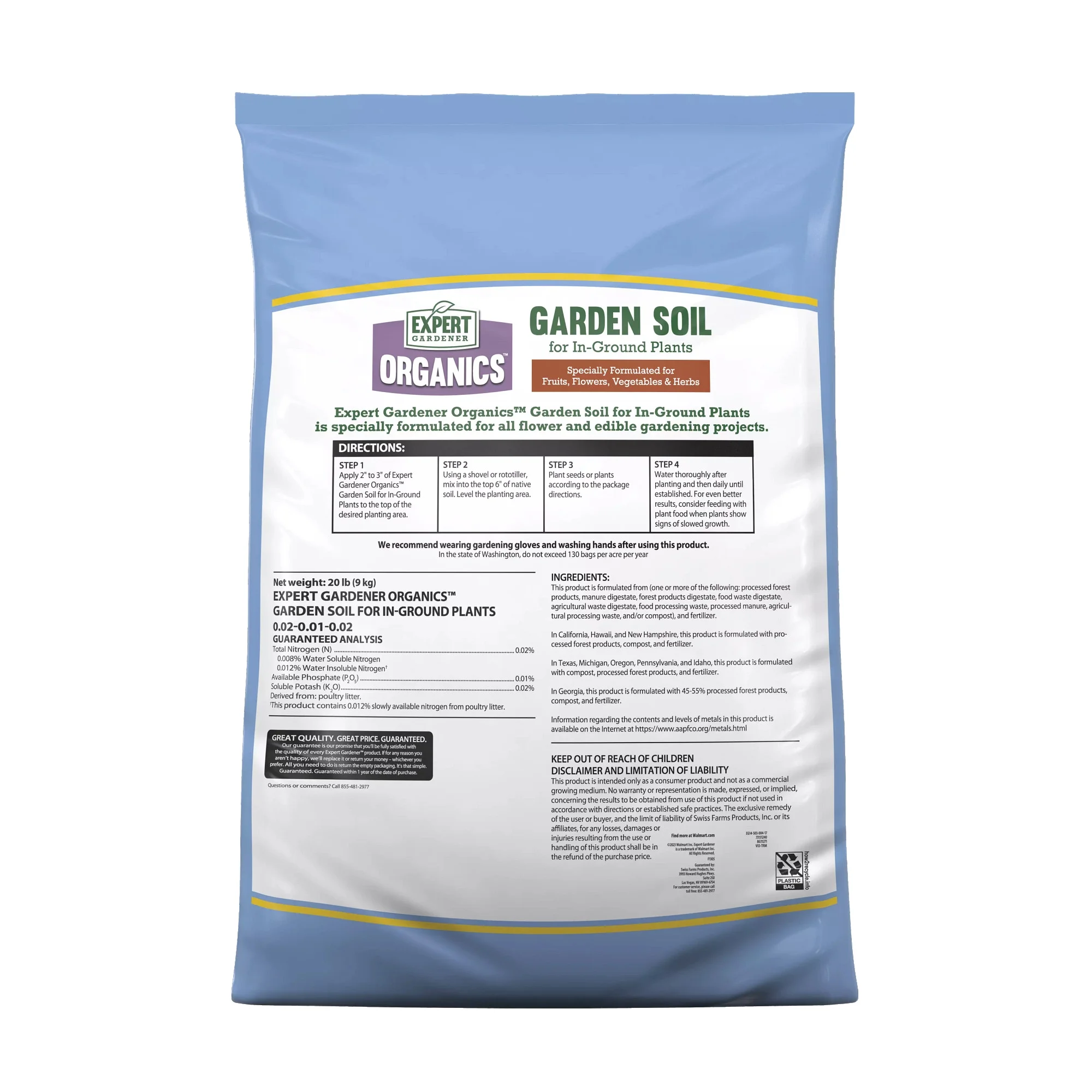 Expert Gardener Organics Garden Soil for In-Ground Plants, 1 cu. ft.