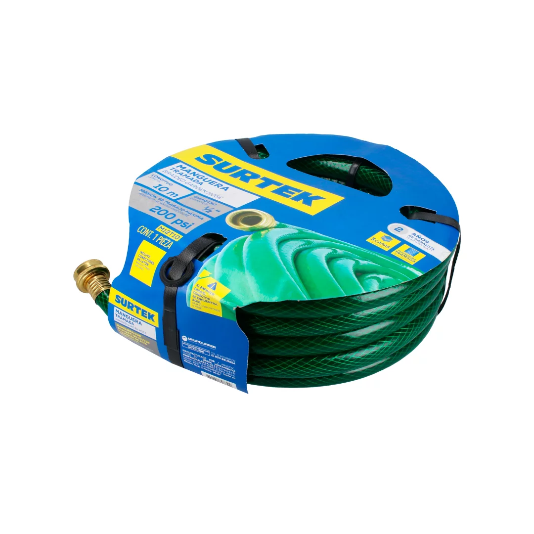 Surtek Green Woven Garden Hose, Braided Reinforced, 1/2