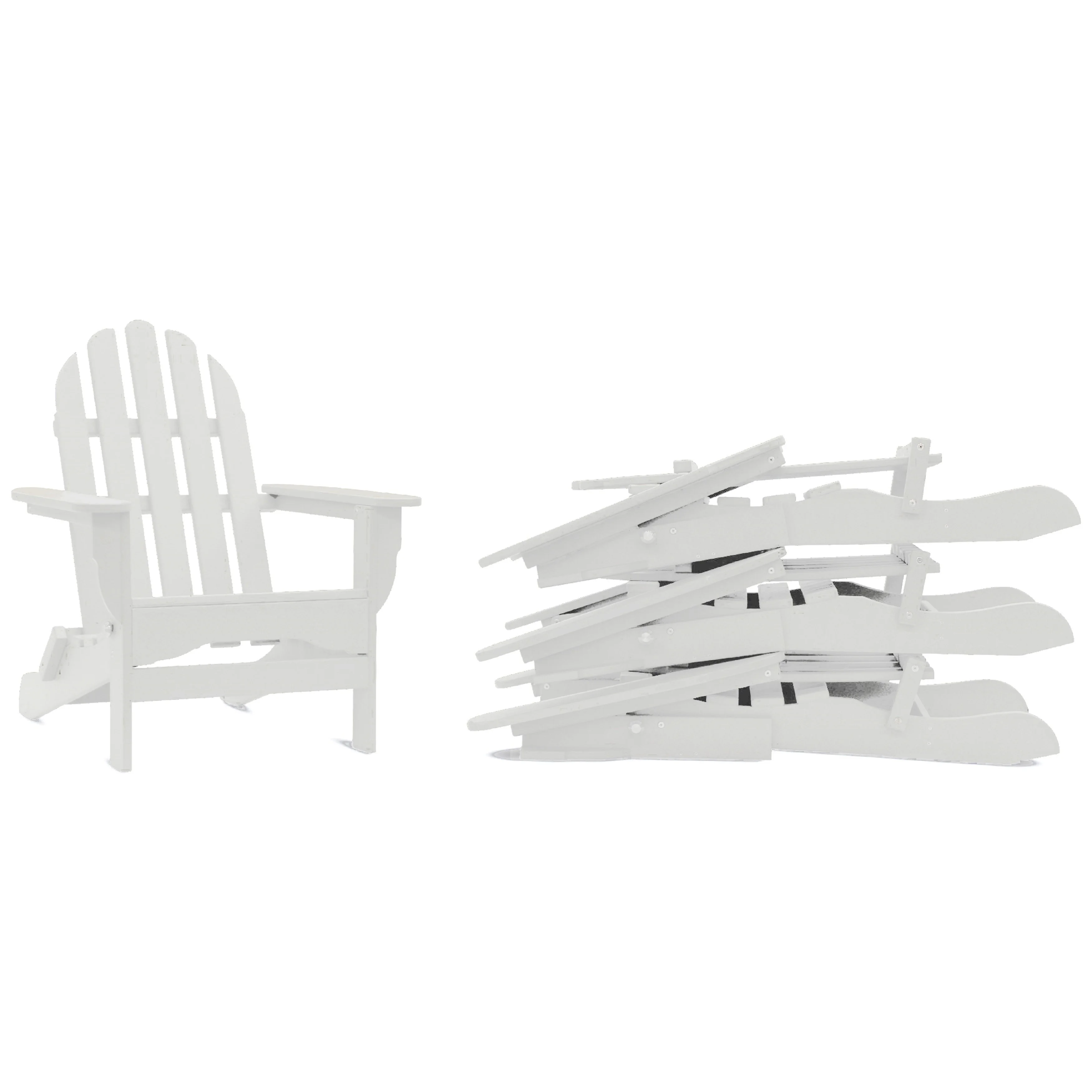 Havenside Home  Nelson 4-piece Recycled Plastic Folding Adirondack Chair Set Black