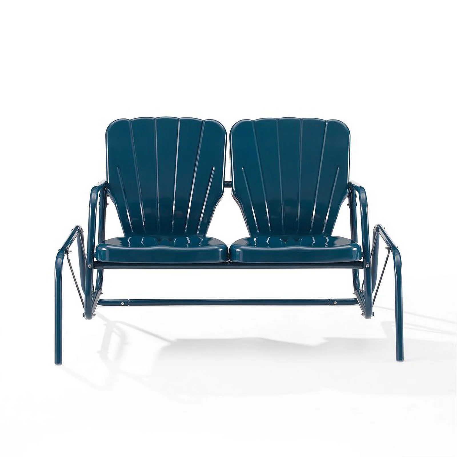 Afuera Living Modern Metal Outdoor Loveseat Glider in Navy Gloss