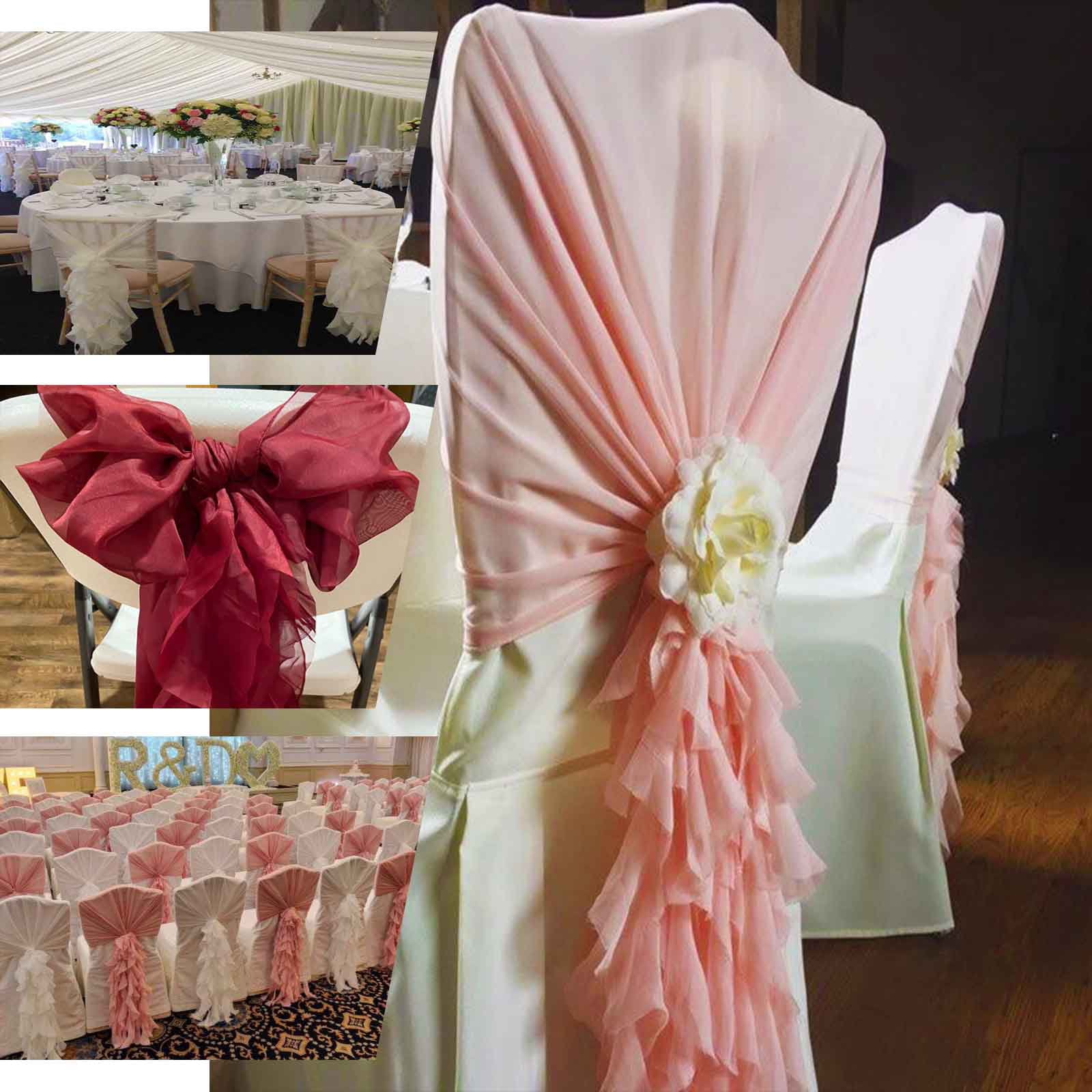Efavormart 1 Set Black Premium Designer Curly Willow Chiffon Chair Sashes For Home Wedding Birthday Party Dance Banquet