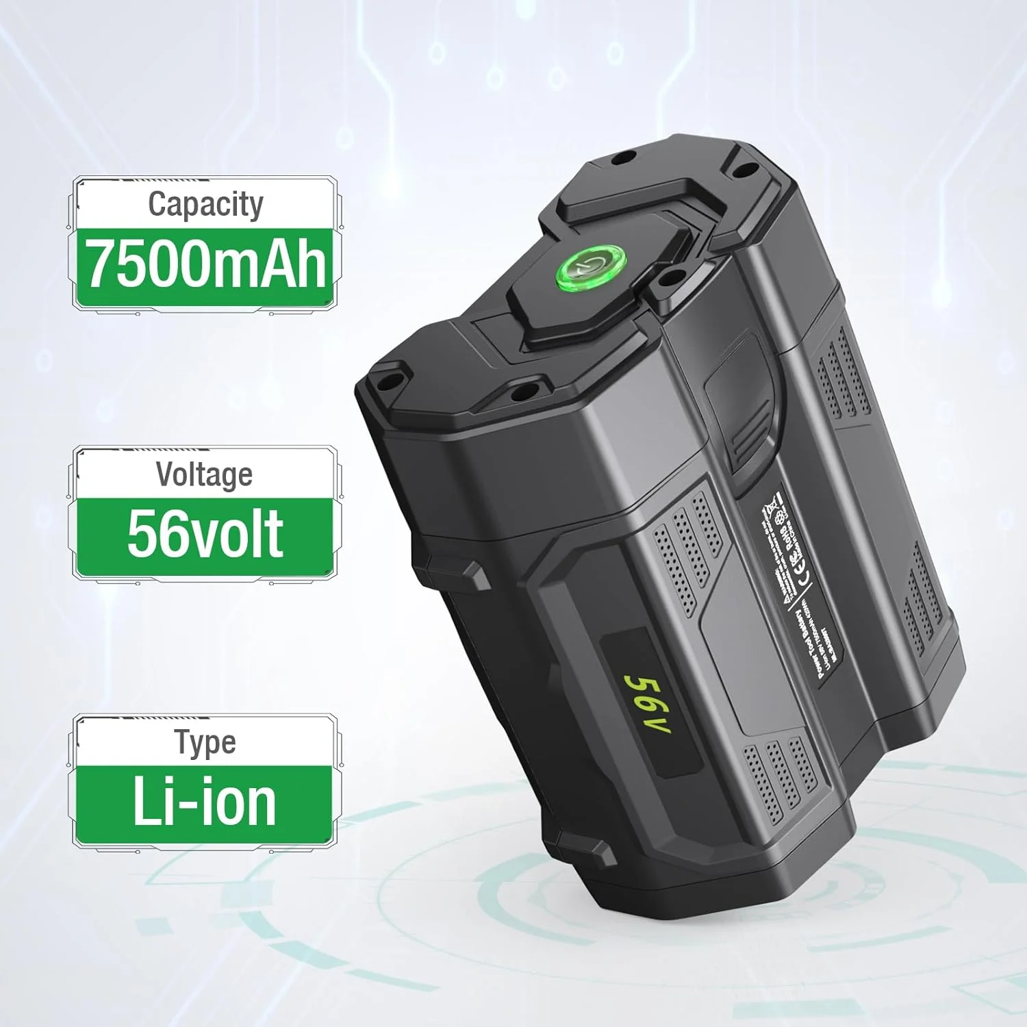 7.5Ah Battery Replacement for EGO 56V Battery, Compatible with EGO 56V Batttery BA2800 BA4200 BA1400 Lithium-Ion Battery Compatible with EGO 56V Power Tools Lawn Mower, Leaf Blower, Chainsaw