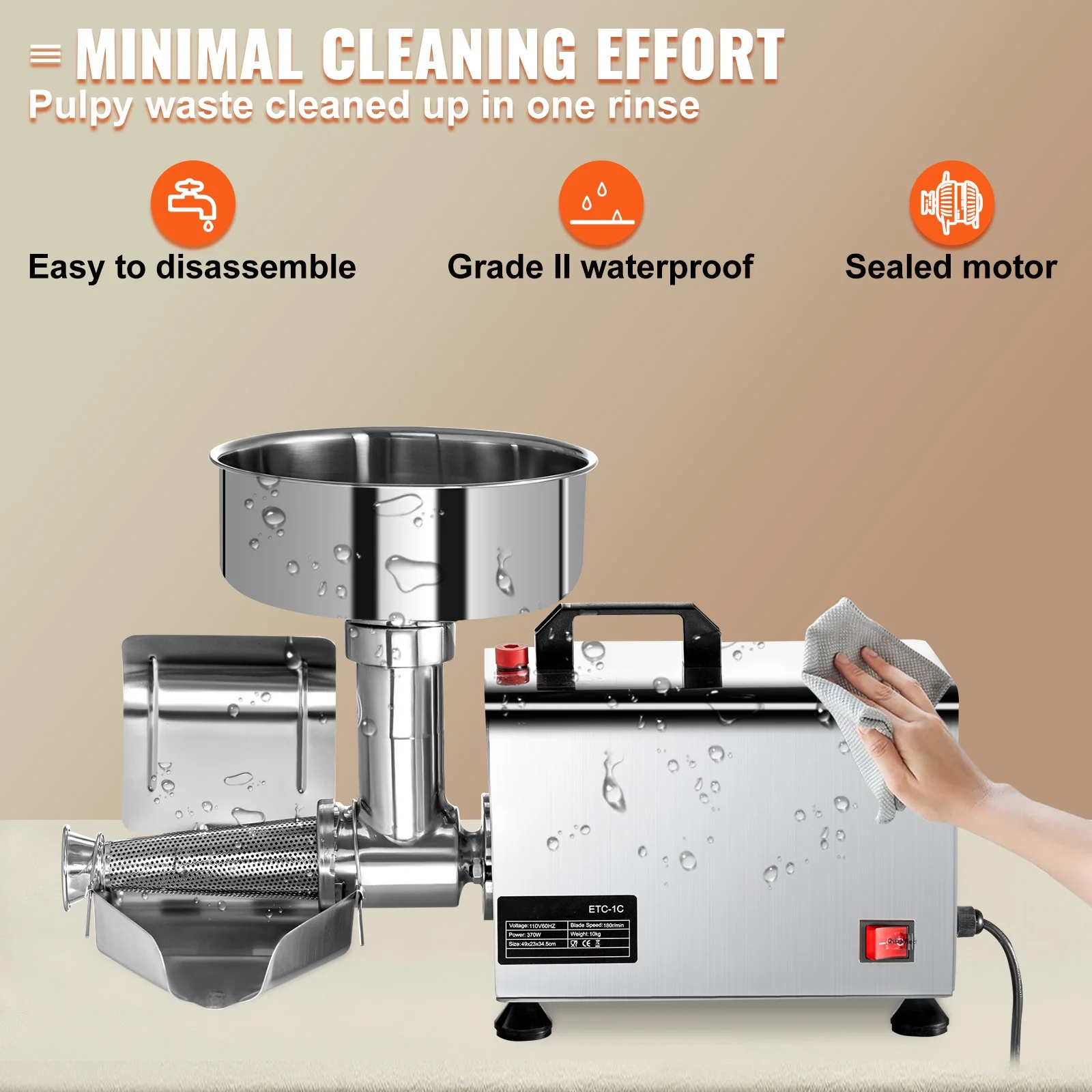 BENTISM Electric Tomato Strainer Tomato Milling Machine Stainless Steel Tomato Grinder