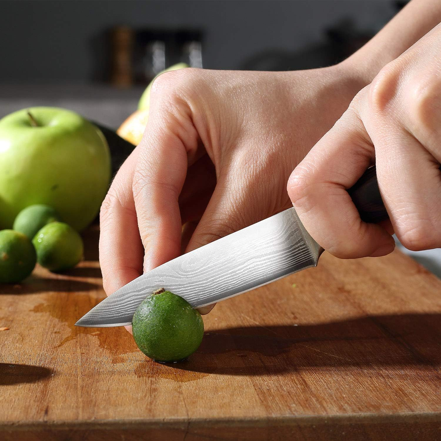 SHIYUAN Paring Knife 3.5 Inch, Small Kitchen Knife, High Carbon Stainless Steel Fruit Knife, Ultra Sharp Knife for Cutting and Peeling, Ergonomic Pakkawood Handle