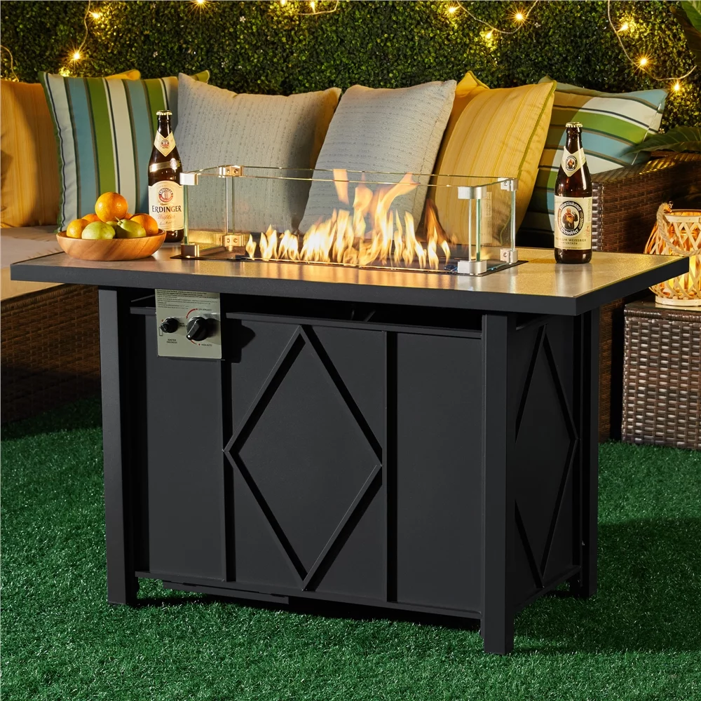 Yaheetech 23.5'' L x 7.5''W Rectangle Gas Fire Pit Wind Guard, Clear