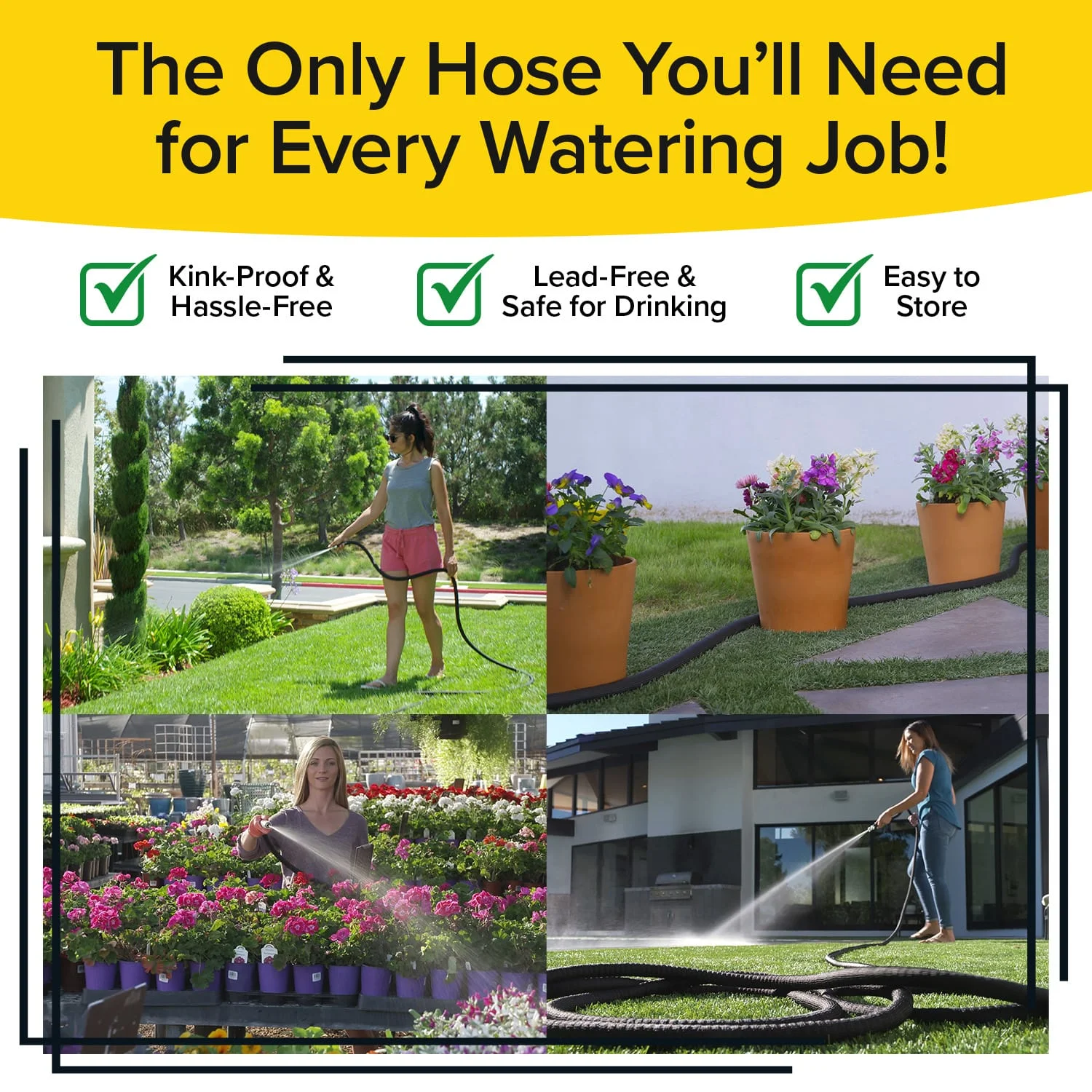Silver Bullet 100 FT Expandable Garden Hose, Water Hose with Lead-Free Aluminum Connectors