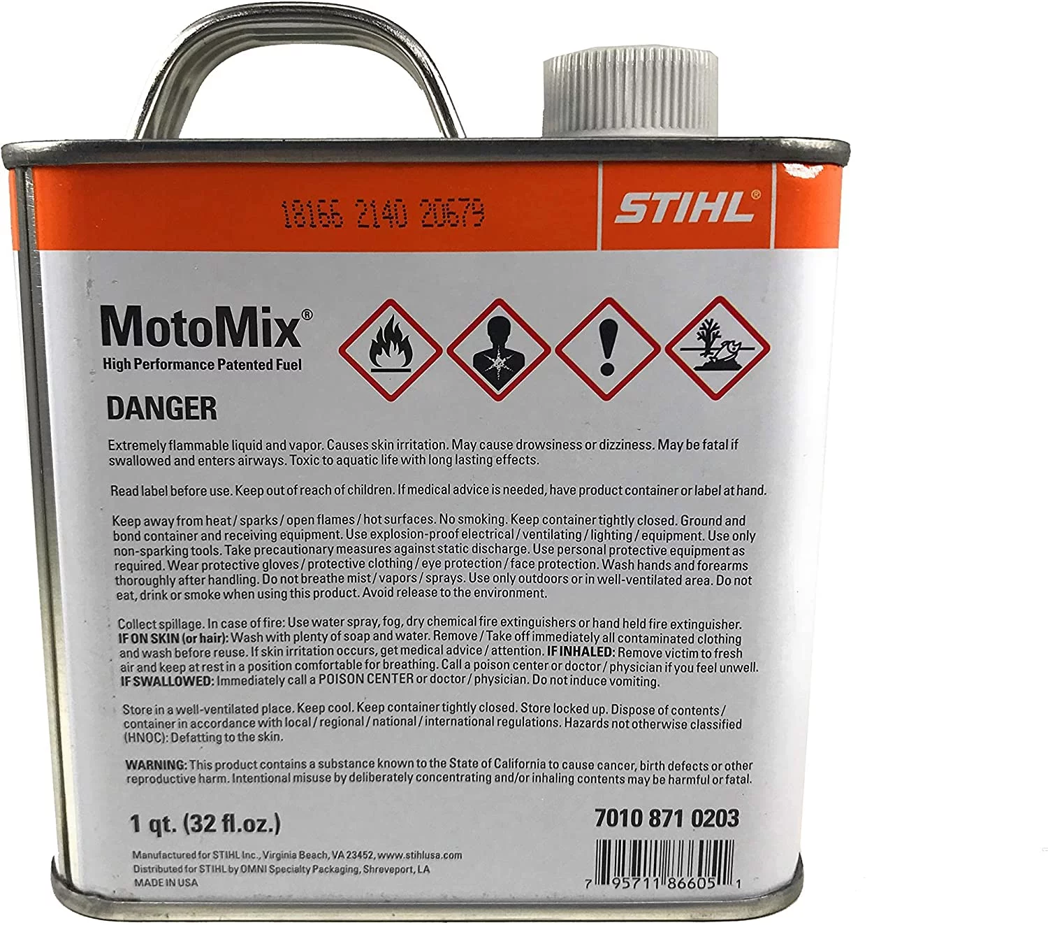 Stihl 7010 871 0203 Motomix 50:1 2 Cycle PreMix Fuel, Pack Of 4, Packaging May Vary